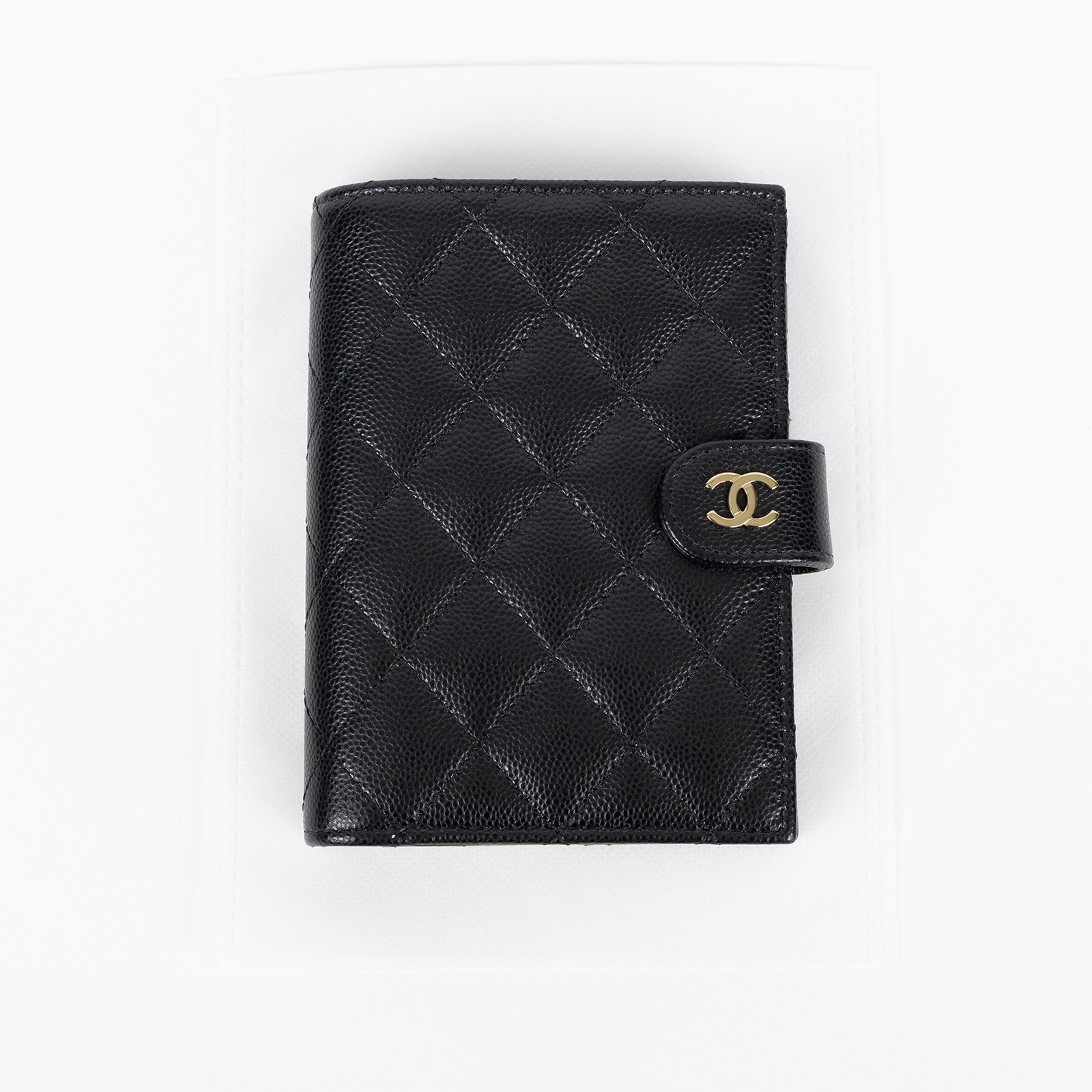 香奈兒 CHANEL 護照夾 中型 錢包 AP3791 晶片款 黑荔枝護照夾 無附屬品