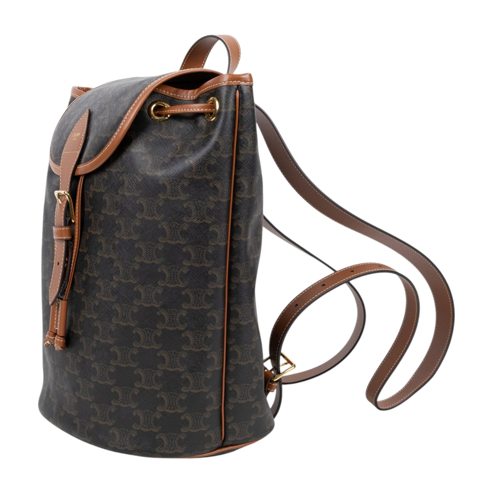 思琳 CELINE Folco 標誌印花 牛皮革 肩揹袋 中型 117902CAS FOLCO後背包 中號 防塵袋