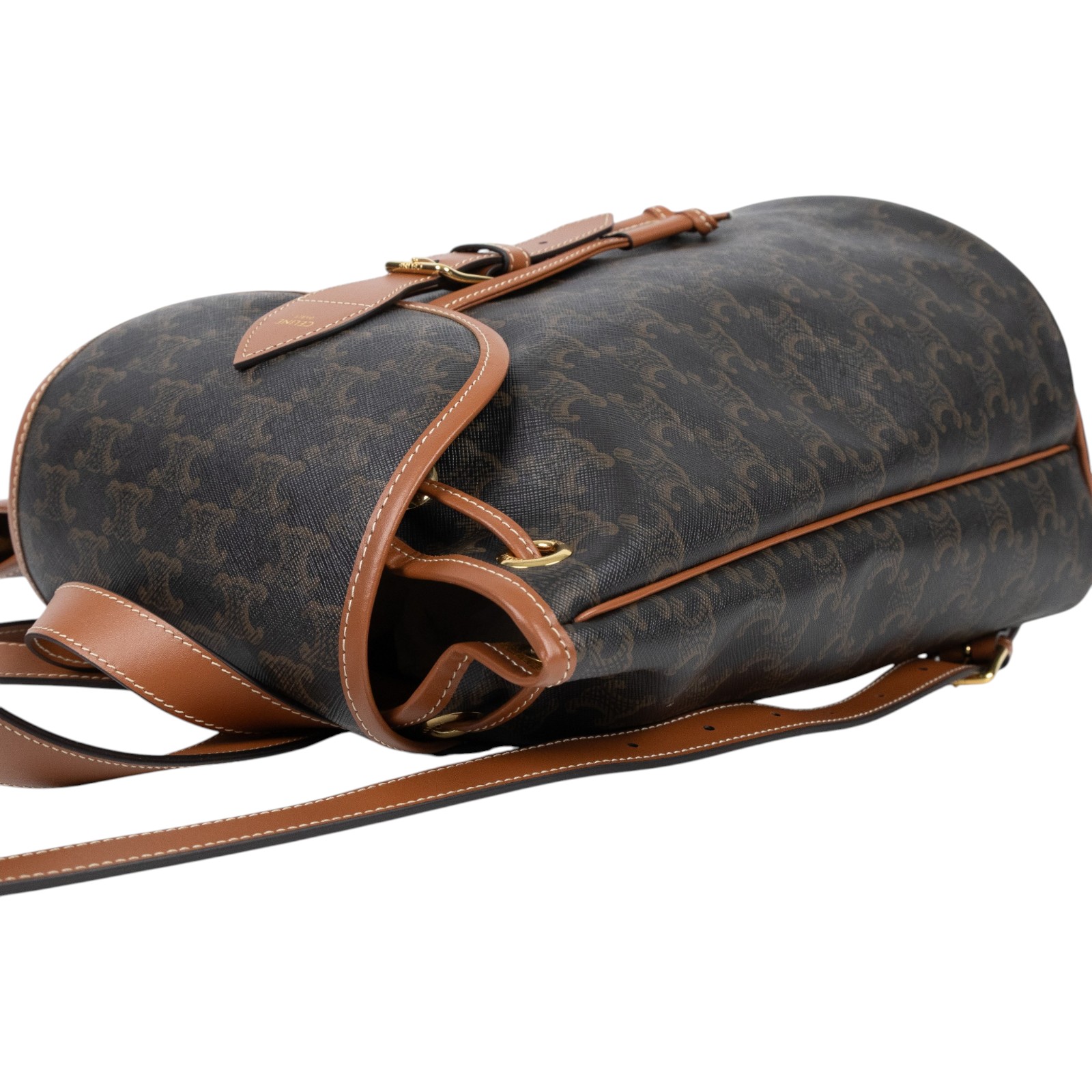 思琳 CELINE Folco 標誌印花 牛皮革 肩揹袋 中型 117902CAS FOLCO後背包 中號 防塵袋