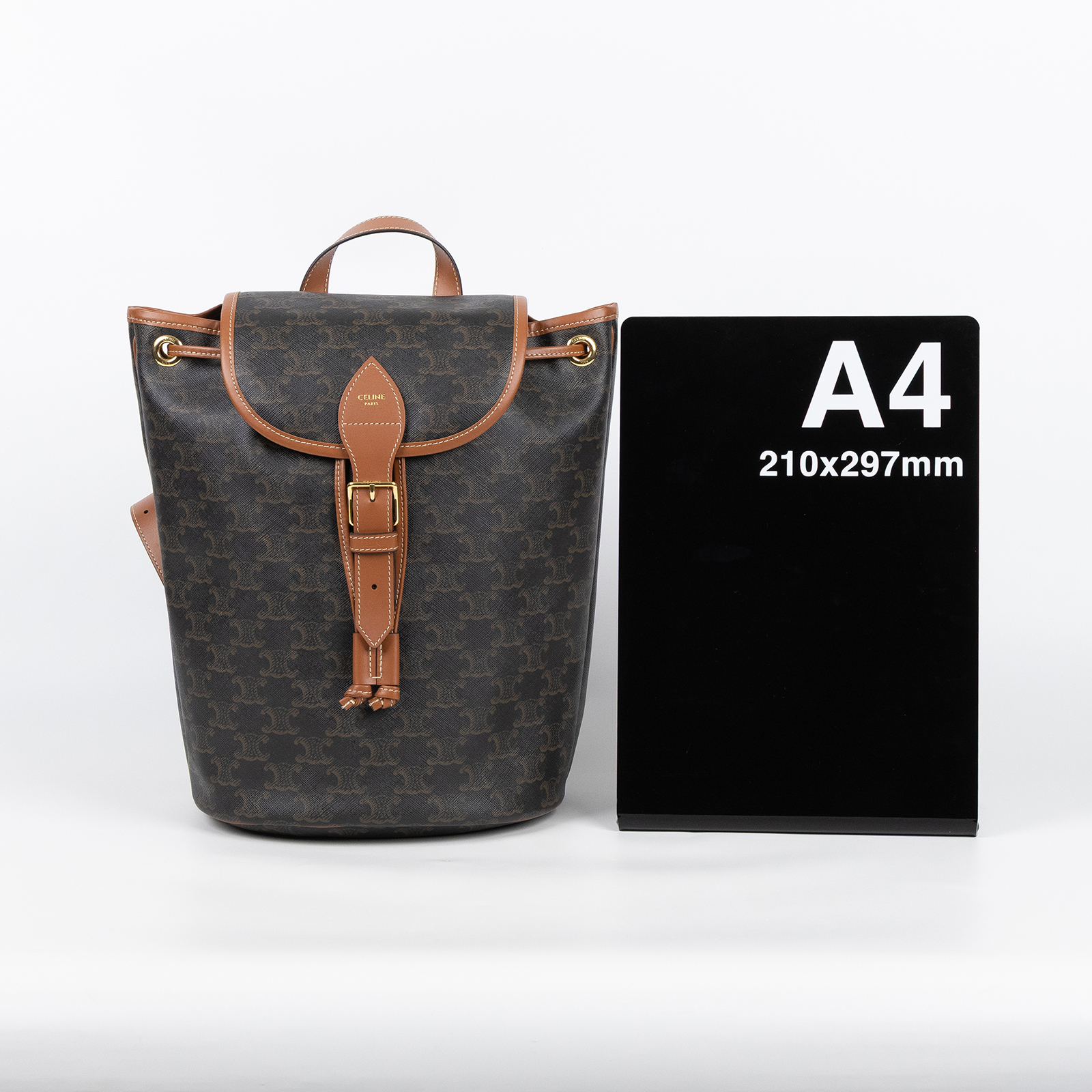 思琳 CELINE Folco 標誌印花 牛皮革 肩揹袋 中型 117902CAS FOLCO後背包 中號 防塵袋