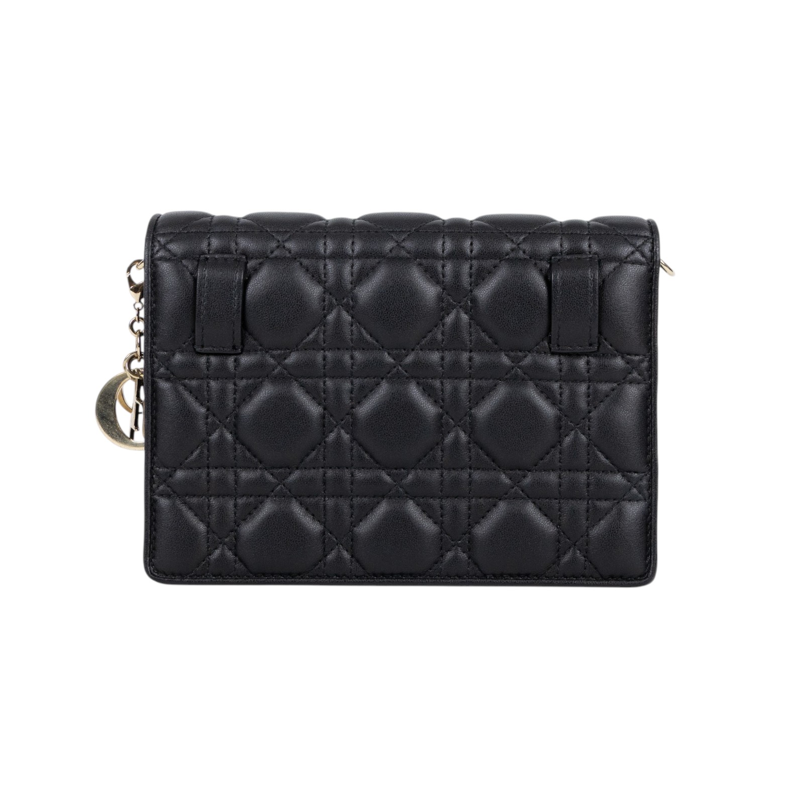 迪奧 CHRISTIAN DIOR LADY DIOR 斜背包 手拿包 S0855ONMJ 黑LADY DIOR方形小袋 背帶/原廠盒子/防塵袋/購買證明影本