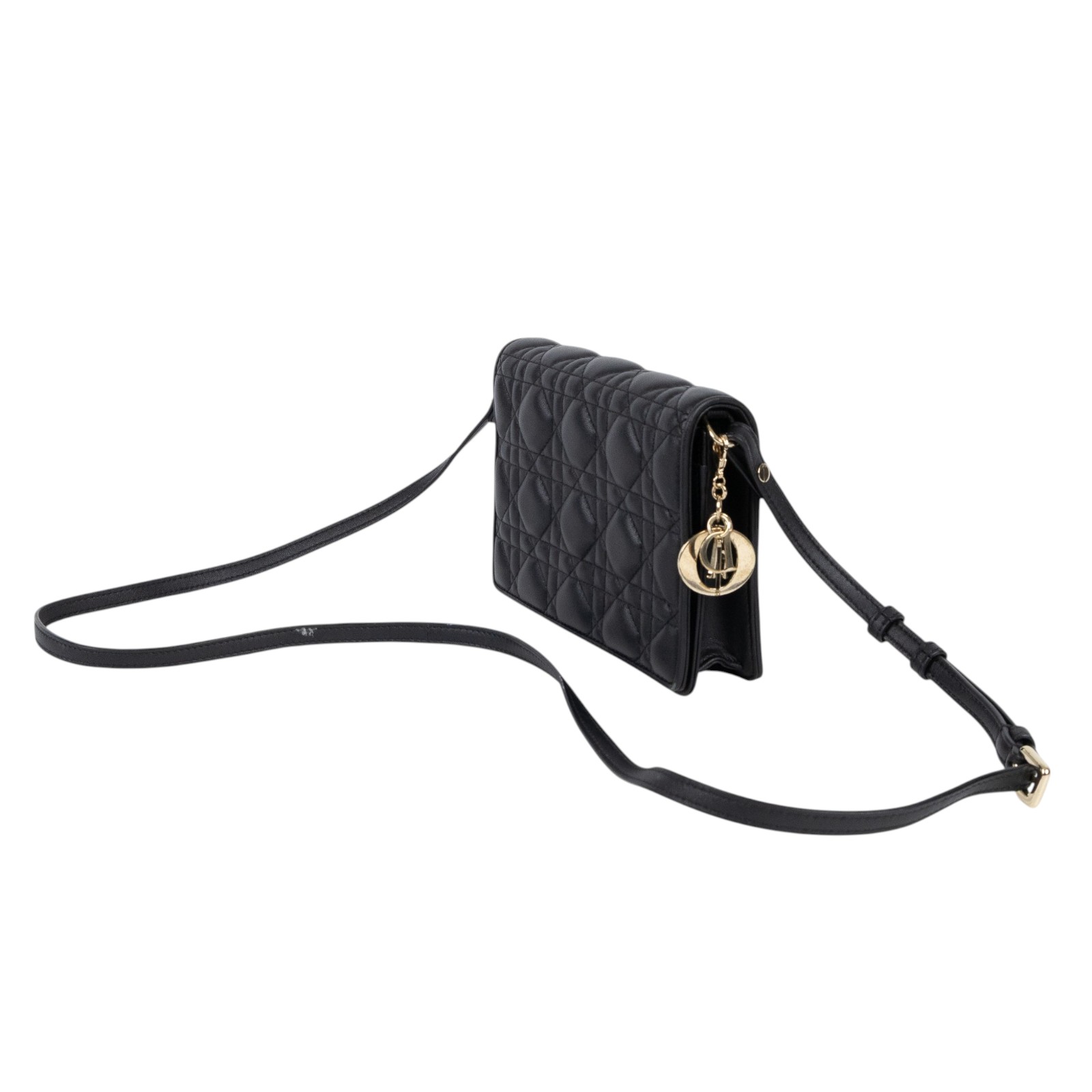 迪奧 CHRISTIAN DIOR LADY DIOR 斜背包 手拿包 S0855ONMJ 黑LADY DIOR方形小袋 背帶/原廠盒子/防塵袋/購買證明影本