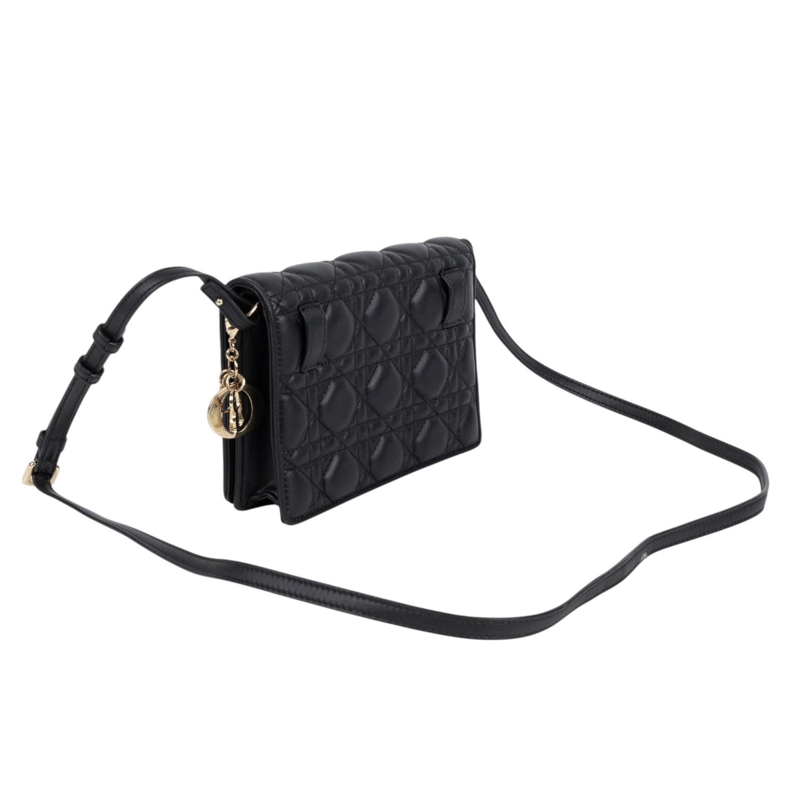 迪奧 CHRISTIAN DIOR LADY DIOR 斜背包 手拿包 S0855ONMJ 黑LADY DIOR方形小袋 背帶/原廠盒子/防塵袋/購買證明影本