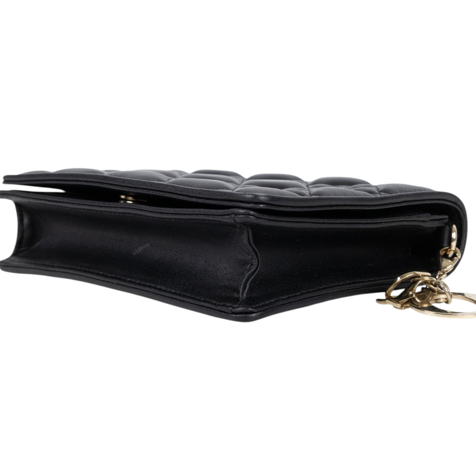 迪奧 CHRISTIAN DIOR LADY DIOR 斜背包 手拿包 S0855ONMJ 黑LADY DIOR方形小袋 背帶/原廠盒子/防塵袋/購買證明影本