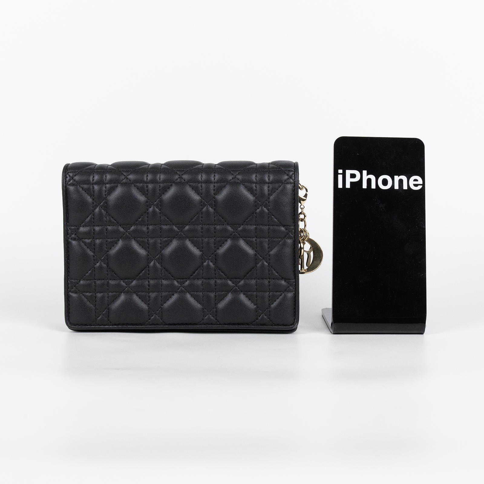 迪奧 CHRISTIAN DIOR LADY DIOR 斜背包 手拿包 S0855ONMJ 黑LADY DIOR方形小袋 背帶/原廠盒子/防塵袋/購買證明影本