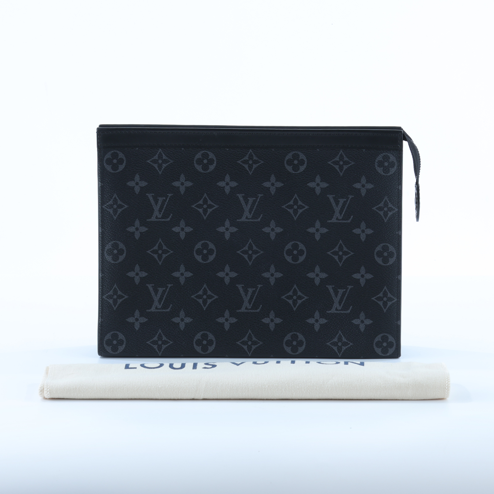 路易威登 LOUIS VUITTON Pochette Voyage MM 塗層帆布 手拿包 黑色 M61692 晶片款 黑原花手拿包 防塵袋