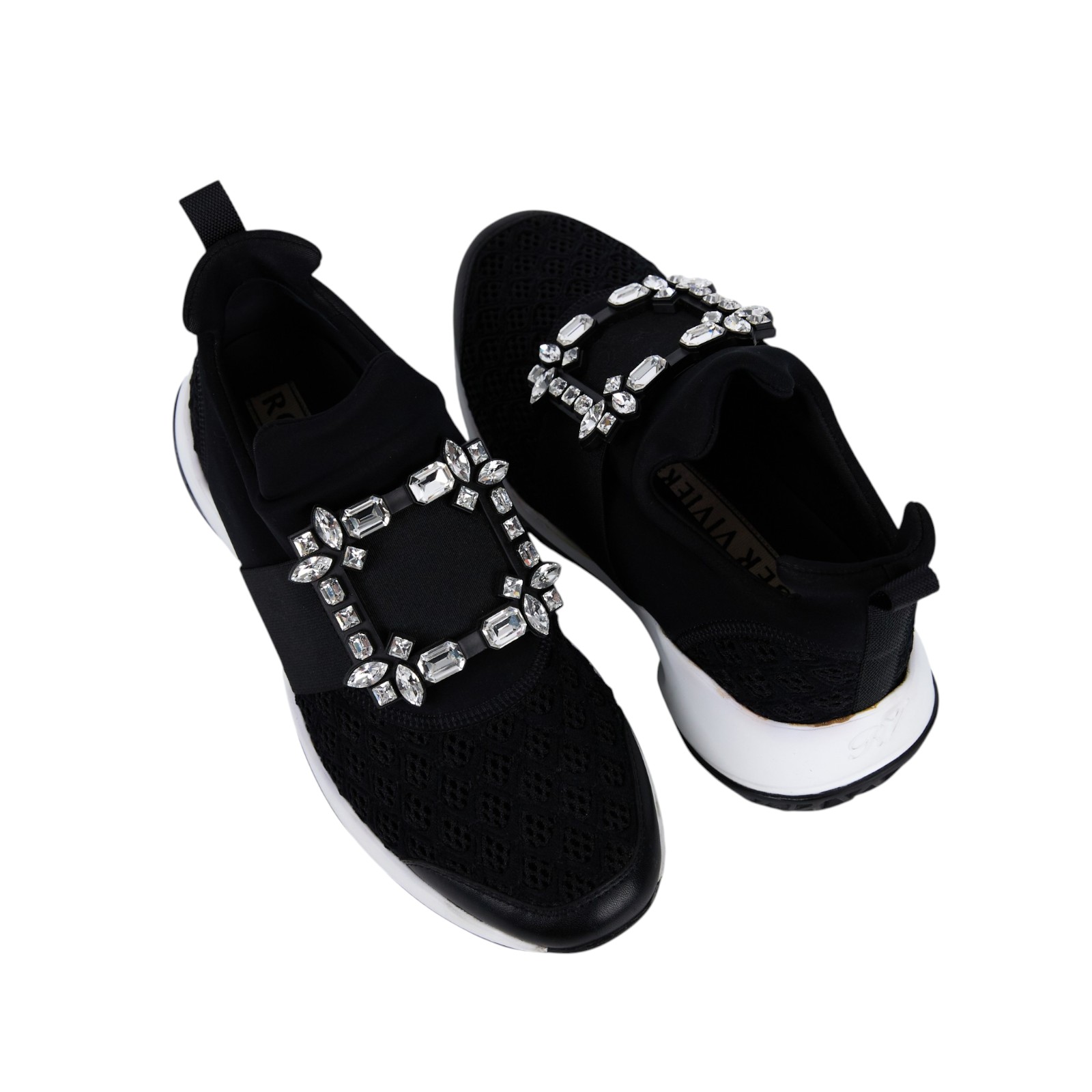 羅傑 維維亞 ROGER VIVIER Viv Run 織物 運動休閒鞋 RVW50624180KOTB999_375 黑水鑽球鞋 原廠盒子/防塵袋