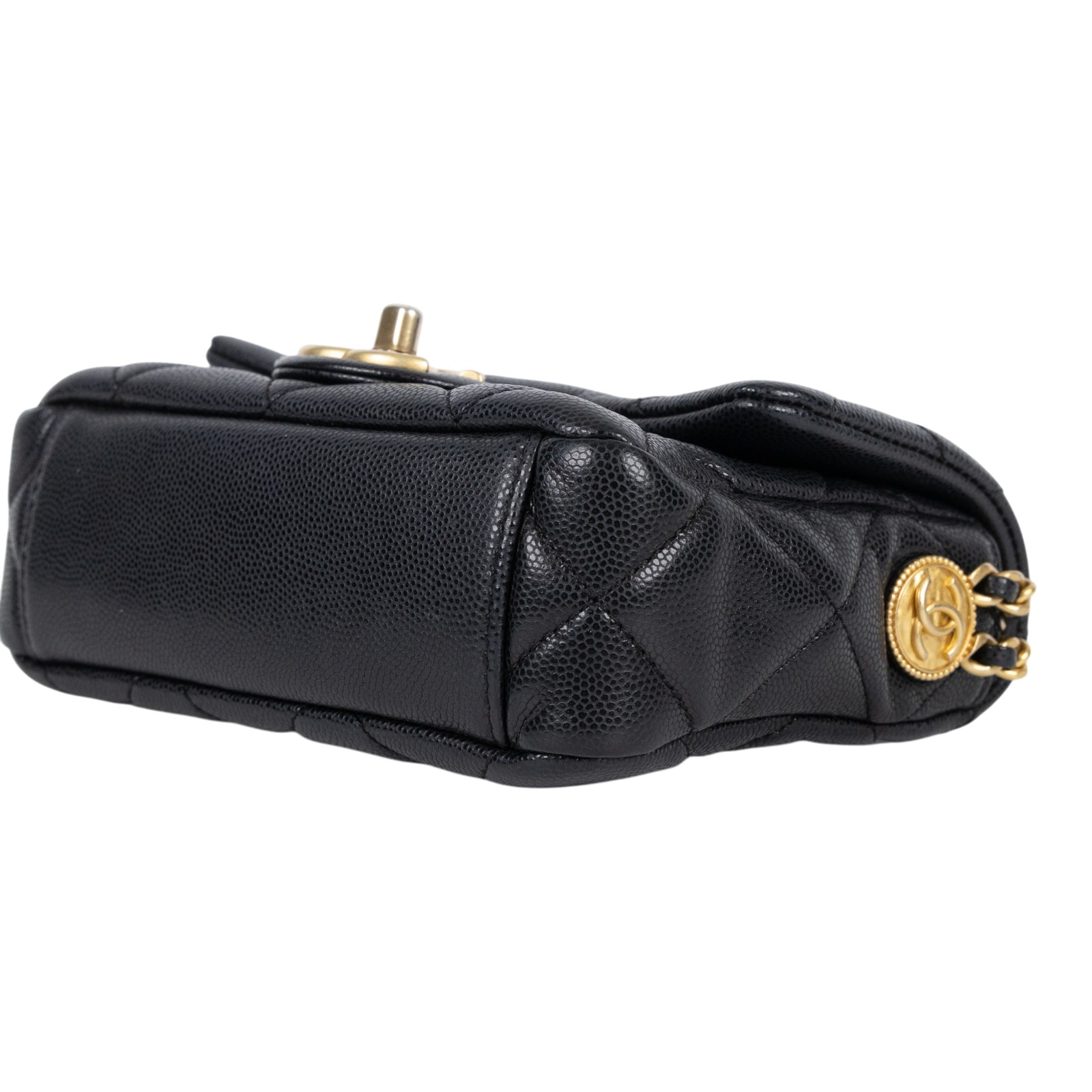 香奈兒 CHANEL 菱格紋 荔枝皮 方胖包 AS3368 B08474 晶片款 黑荔枝金幣方胖 防塵袋/國外購買證明影本