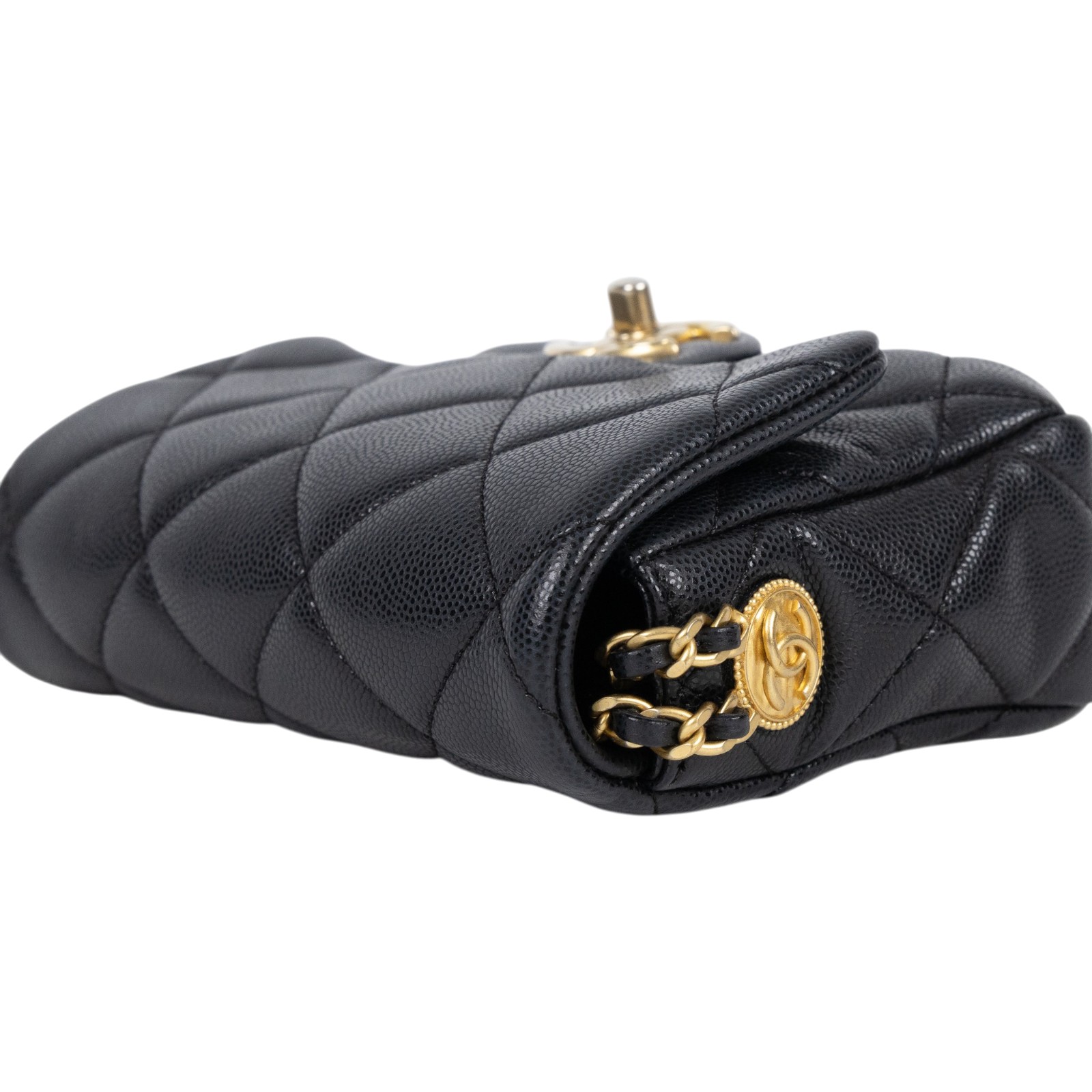 香奈兒 CHANEL 菱格紋 荔枝皮 方胖包 AS3368 B08474 晶片款 黑荔枝金幣方胖 防塵袋/國外購買證明影本