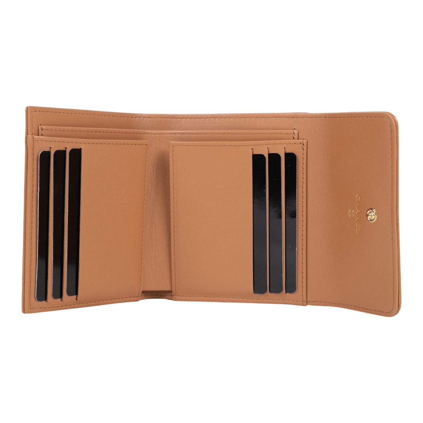 香奈兒 CHANEL 19 三折短夾 AP2809 晶片款 奶茶色19三折短夾 原廠盒子/防塵袋