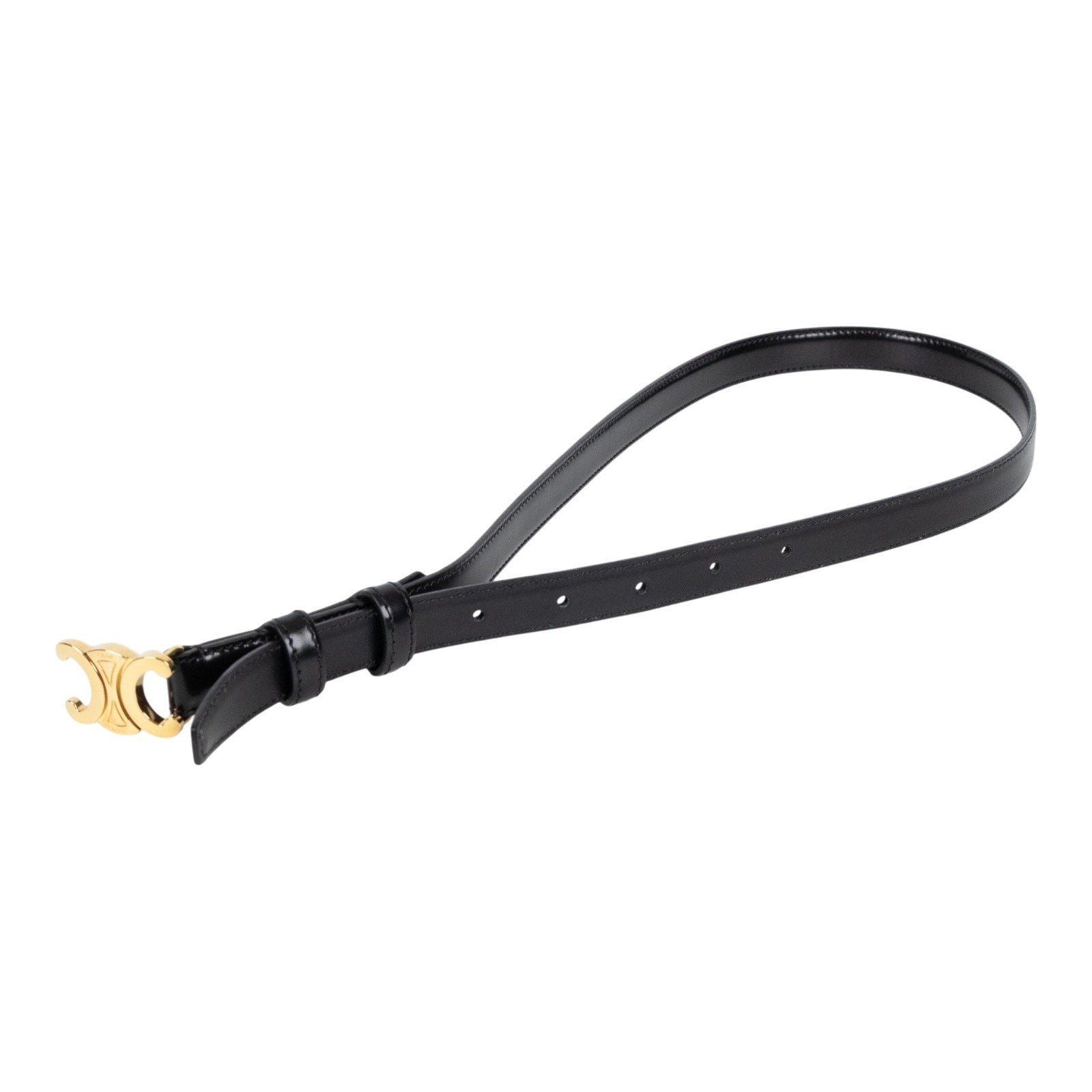 思琳 CELINE Trio,phe 18毫米 腰帶 45AX63A01_70 黑金凱旋皮帶 #70 原廠盒子/防塵袋