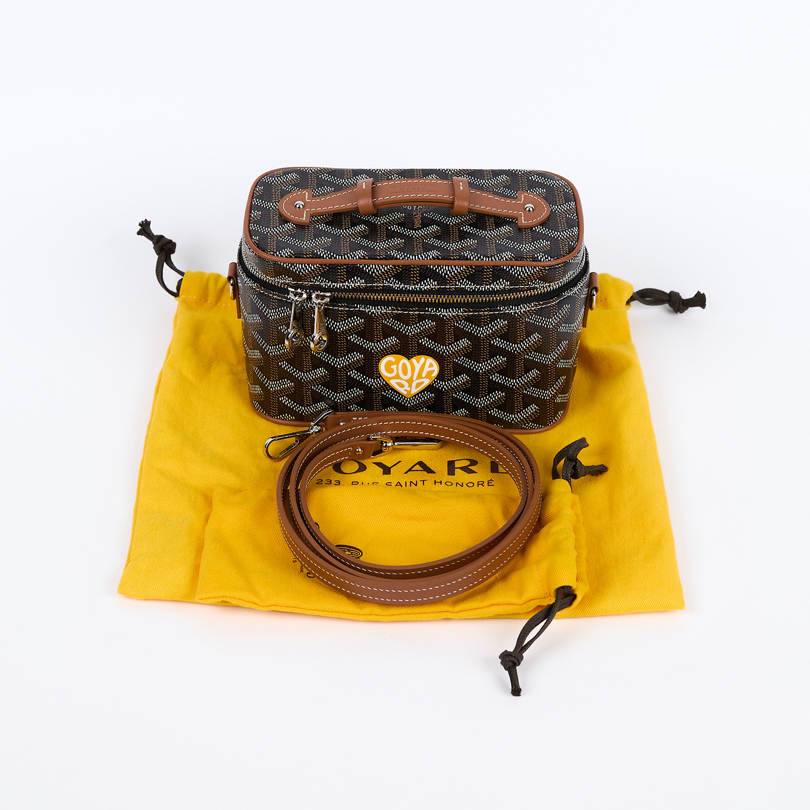 高雅德 GOYARD Muse Mini Vanity 化妝箱 MUSEVAMINTY 金棕黑愛心MUSE MINI 防塵袋/背帶