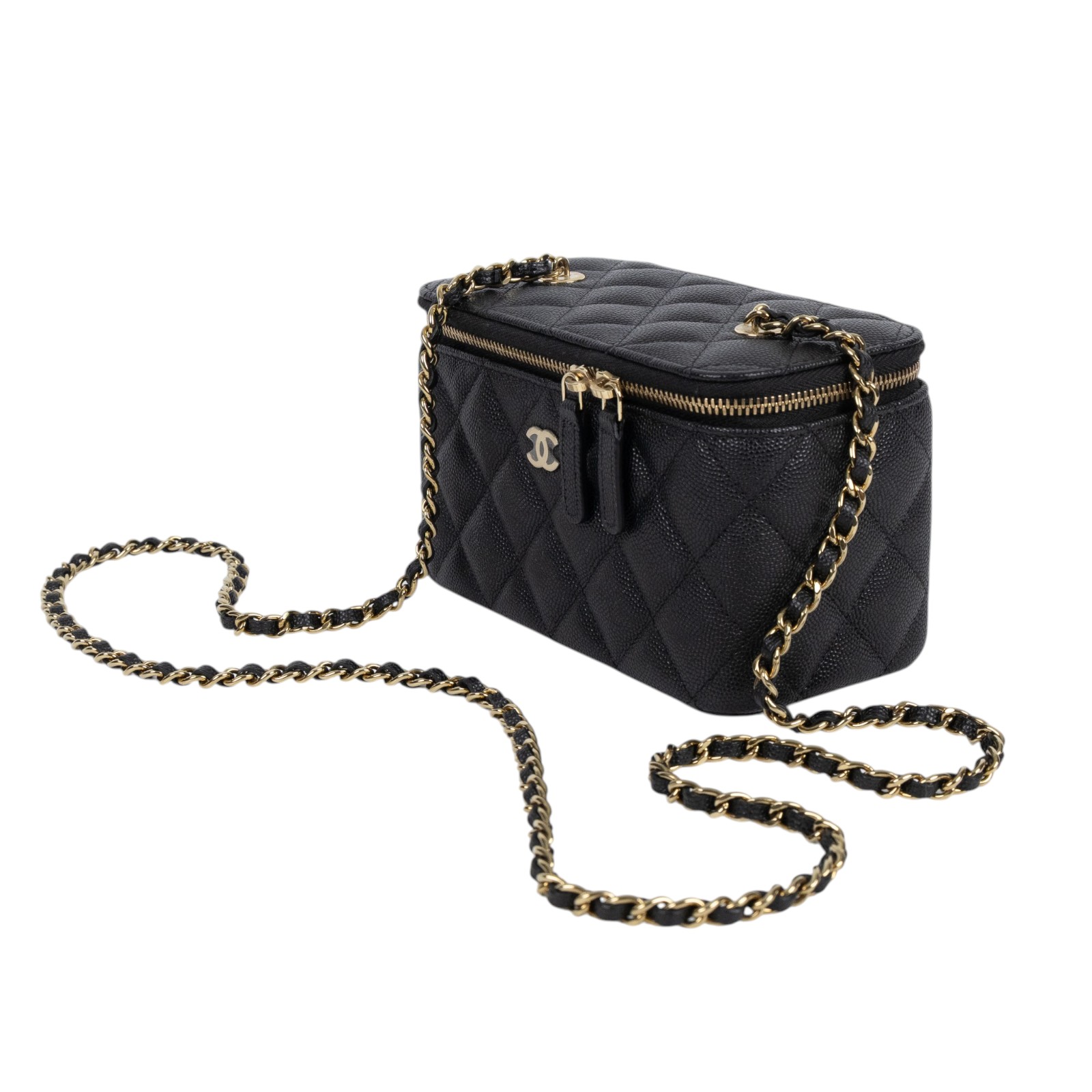 香奈兒 CHANEL Vanity Case 化妝箱 AP1341 Y33352 晶片款 黑荔枝長盒子 原廠盒子/防塵袋/保證卡/國外購買證明影本