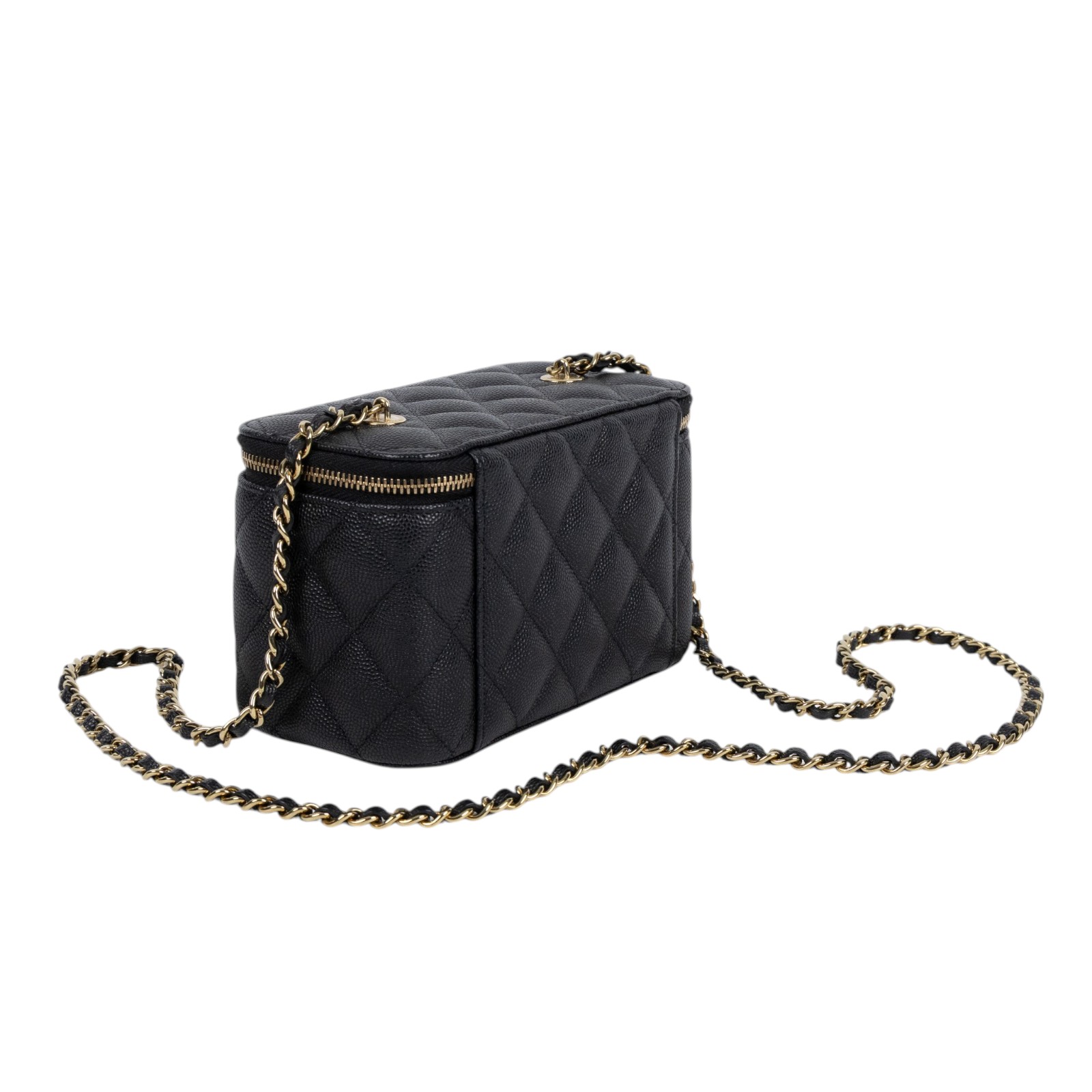 香奈兒 CHANEL Vanity Case 化妝箱 AP1341 Y33352 晶片款 黑荔枝長盒子 原廠盒子/防塵袋/保證卡/國外購買證明影本