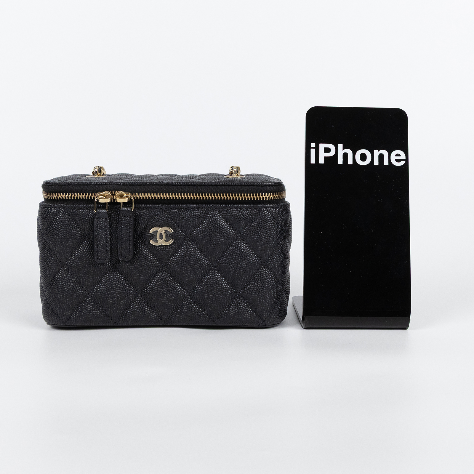 香奈兒 CHANEL Vanity Case 化妝箱 AP1341 Y33352 晶片款 黑荔枝長盒子 原廠盒子/防塵袋/保證卡/國外購買證明影本