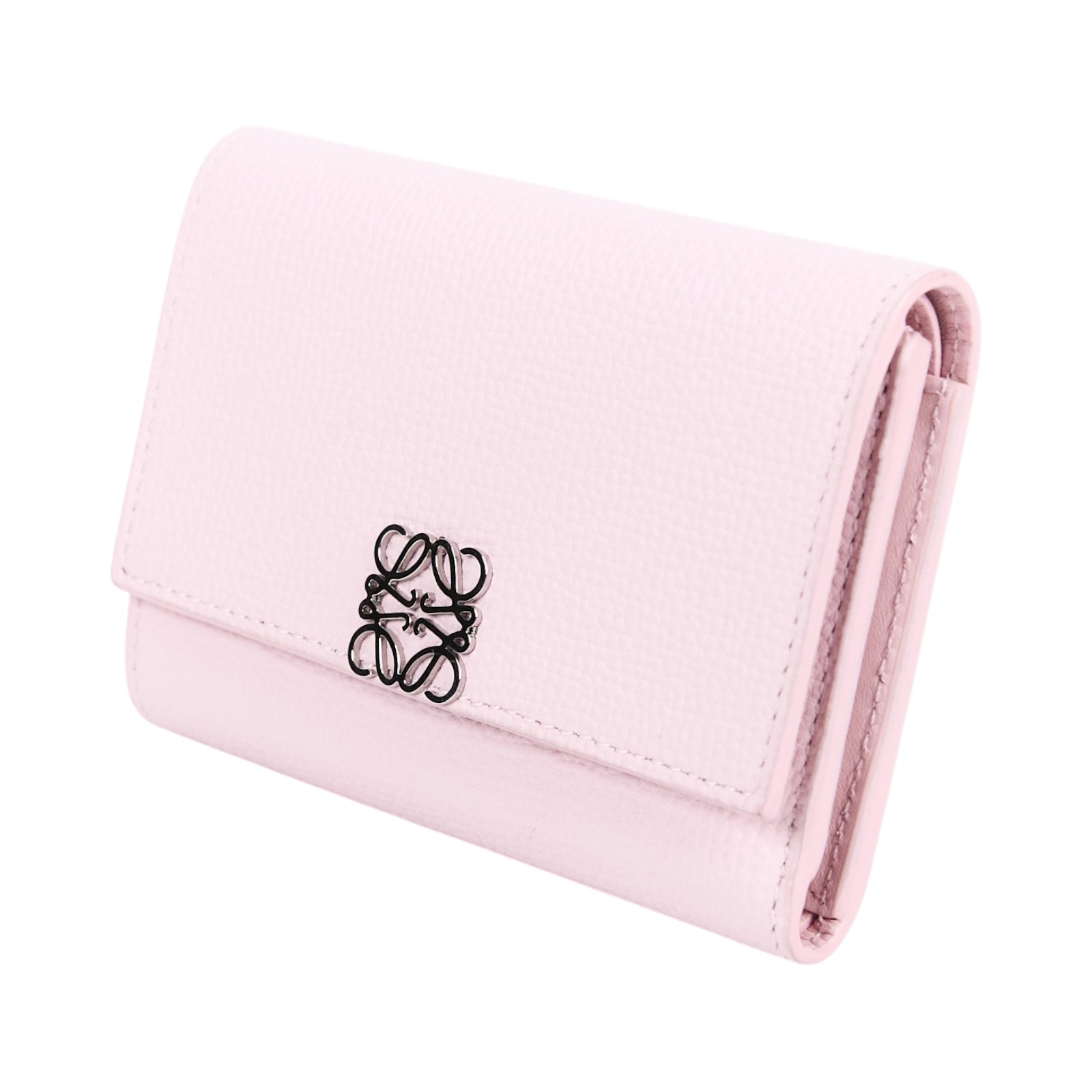 羅意威 LOEWE 小型鵝卵石紋小牛皮 Anagram 直式錢包 C821S33X12 粉ANAGRAM三折短夾 原廠盒子/防塵袋