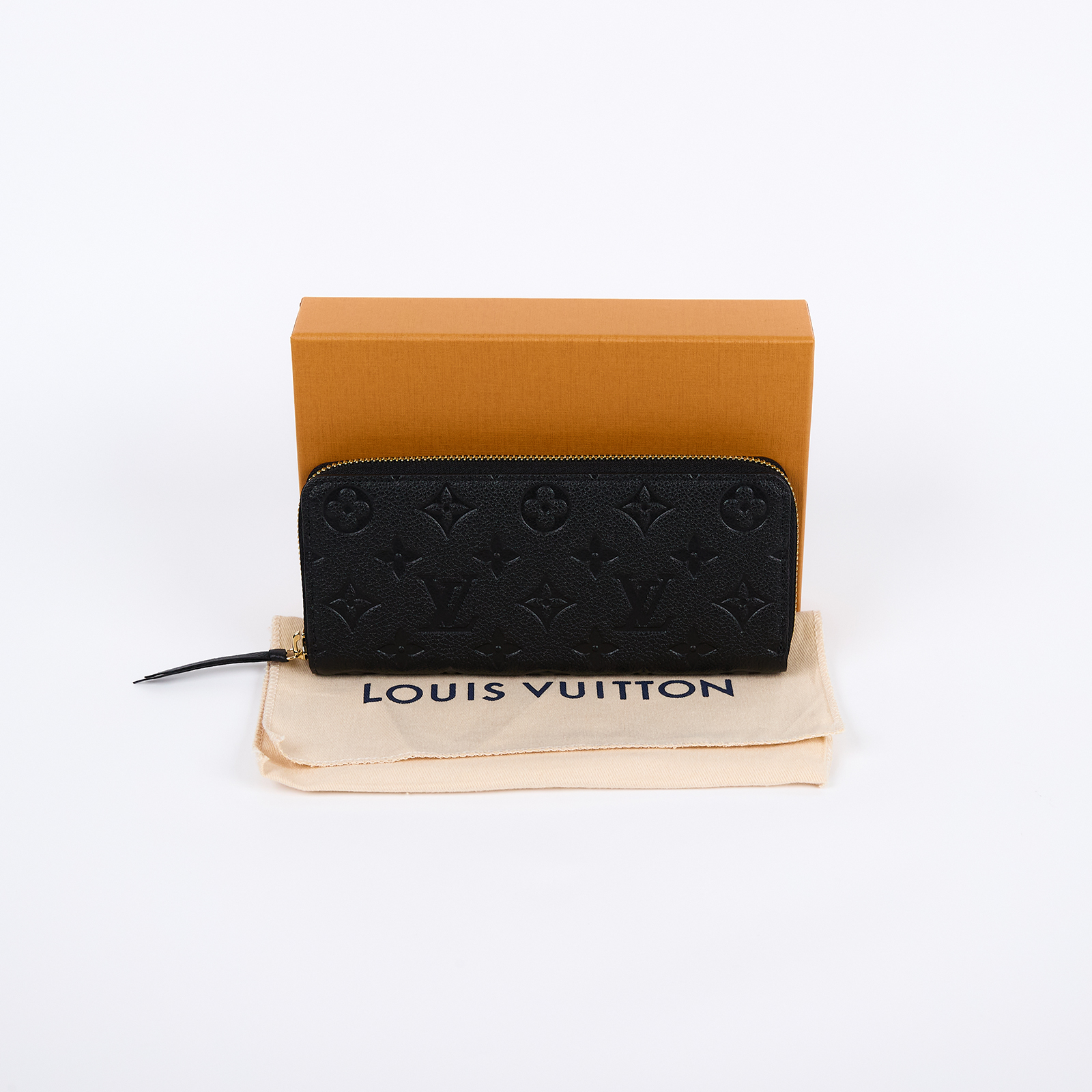 路易威登 LOUIS VUITTON Clémence 錢包 拉鍊 長夾 Empreinte 壓花牛皮 黑色 M60171 晶片款  原廠盒子/防塵袋