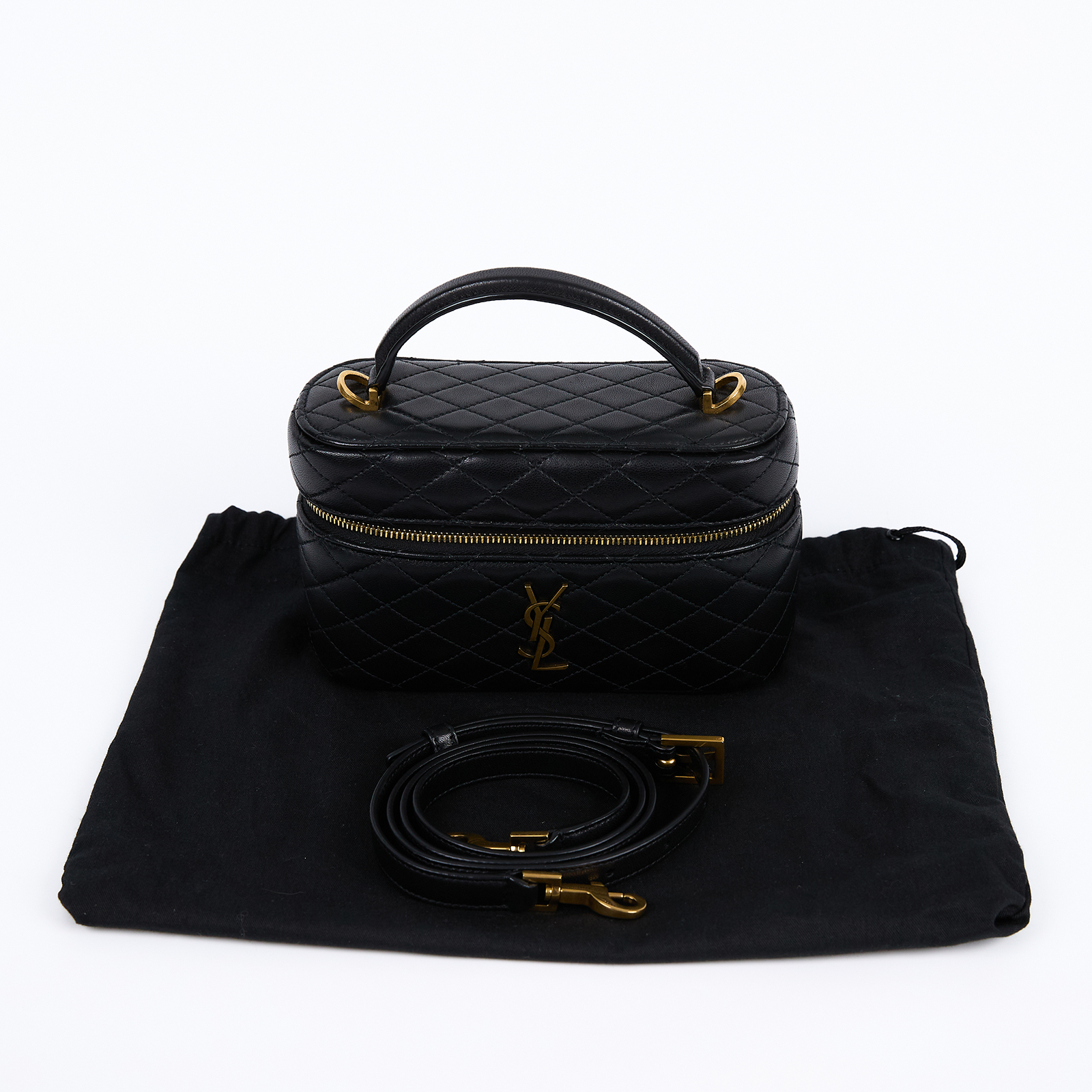聖羅蘭 YSL SAINT LAURENT Gaby Vanity Bbag 小羊皮 肩帶 手拿包 7667311EL07  防塵袋/背帶