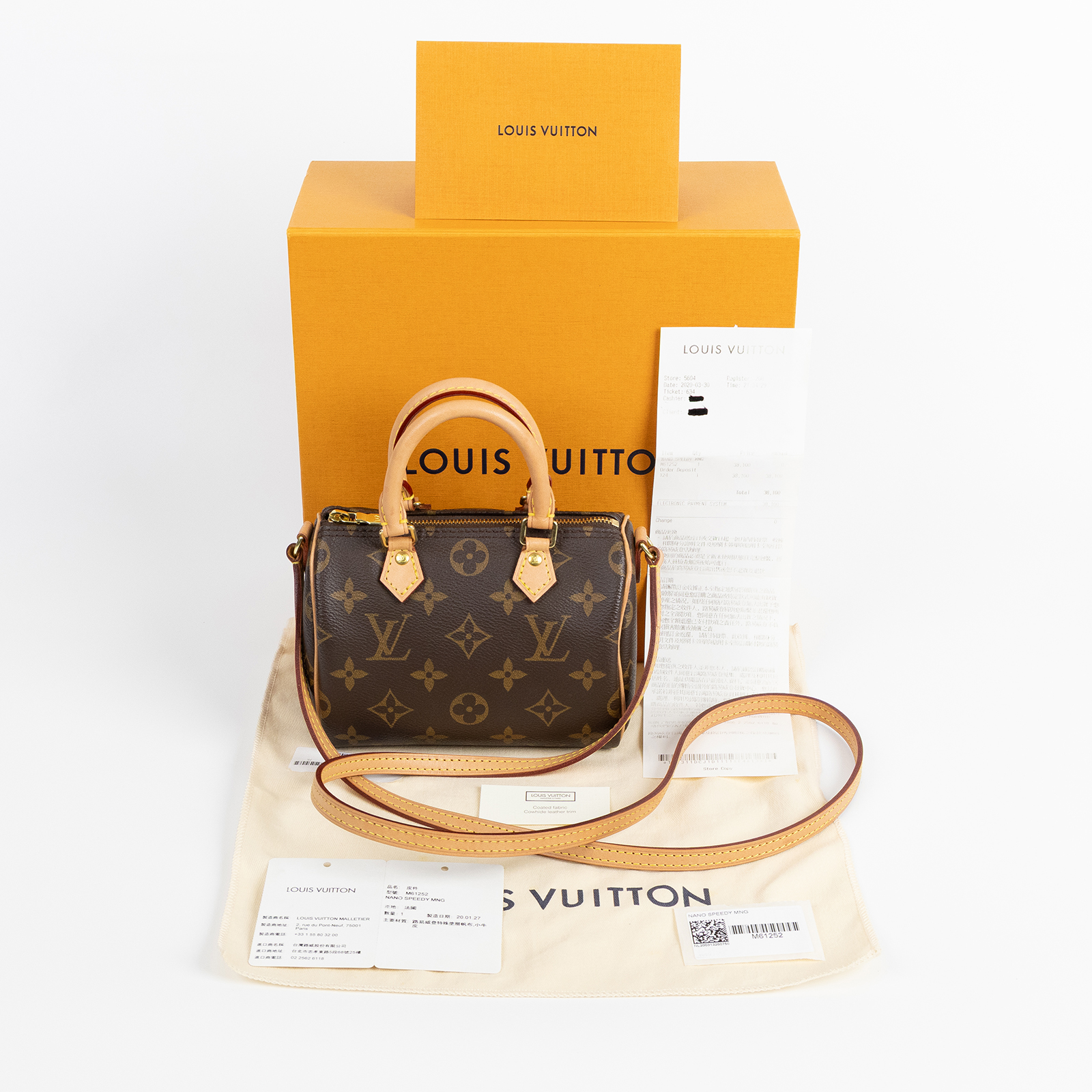 路易威登 LOUIS VUITTON Nano Speedy 經典帆布 手提 斜背 波士頓包 M61252  原廠盒子/防塵袋/購買證明