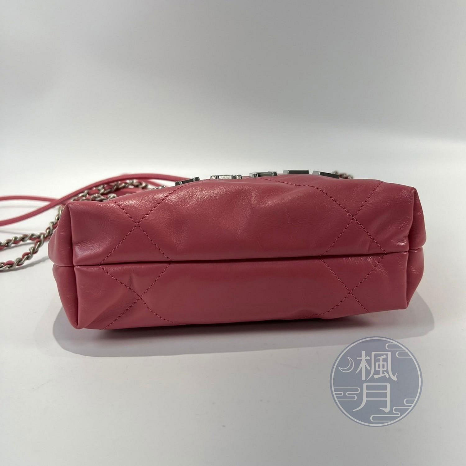 香奈兒 CHANEL 22 Mini 迷你 肩背 斜背包  晶片款 粉22包 MINI 防塵袋