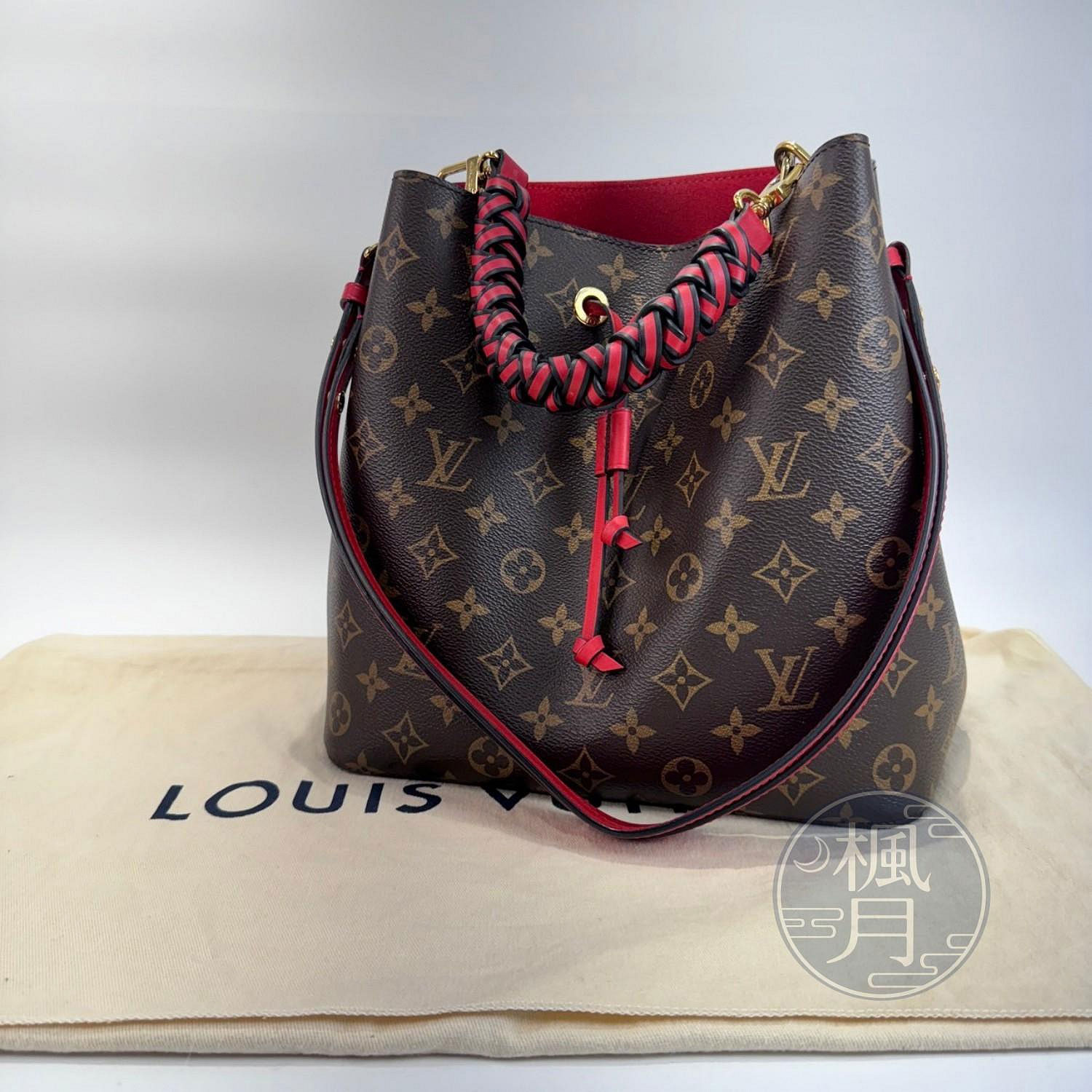 路易威登 LOUIS VUITTON NéoNoé 束口 水桶包 M43985 原花紅提把NEONOE 防塵袋