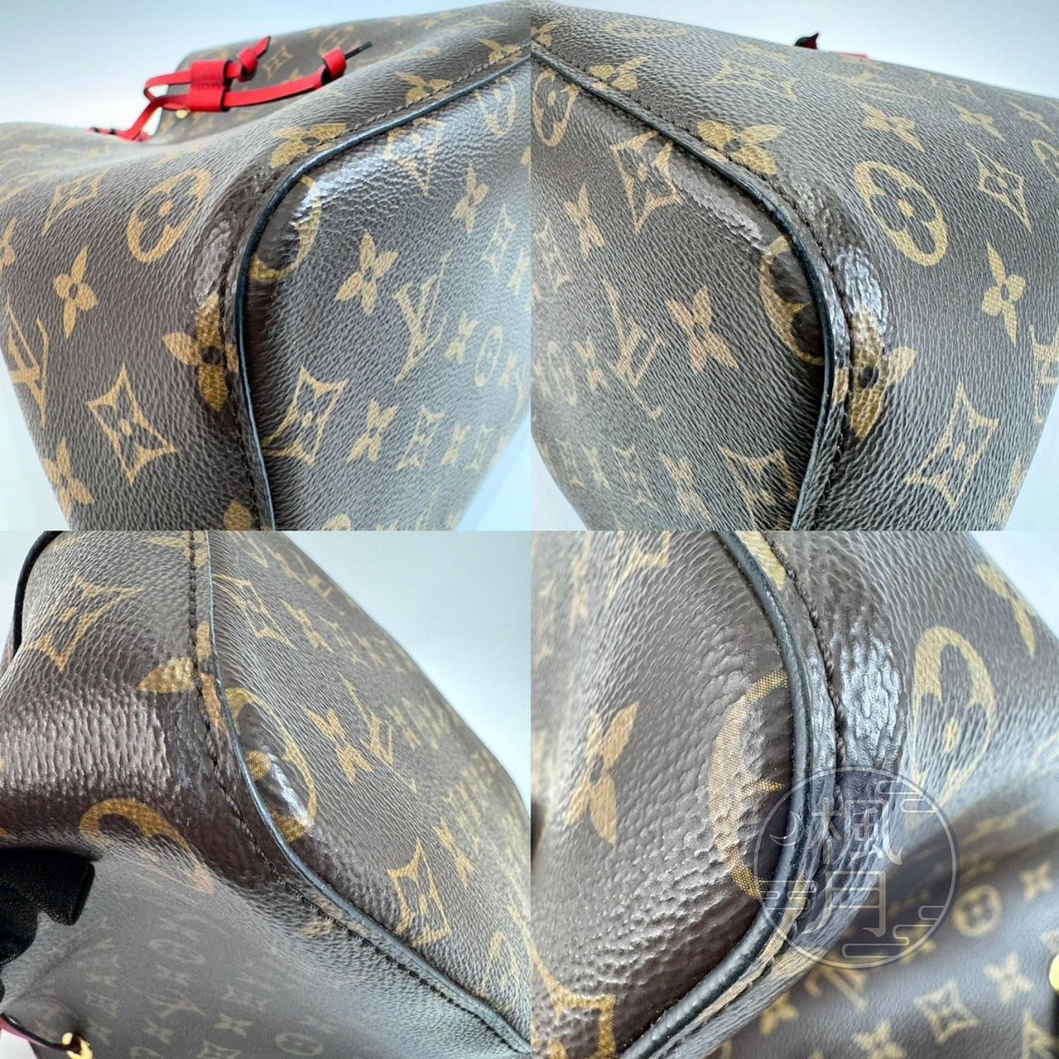 路易威登 LOUIS VUITTON NéoNoé 束口 水桶包 M43985 原花紅提把NEONOE 防塵袋