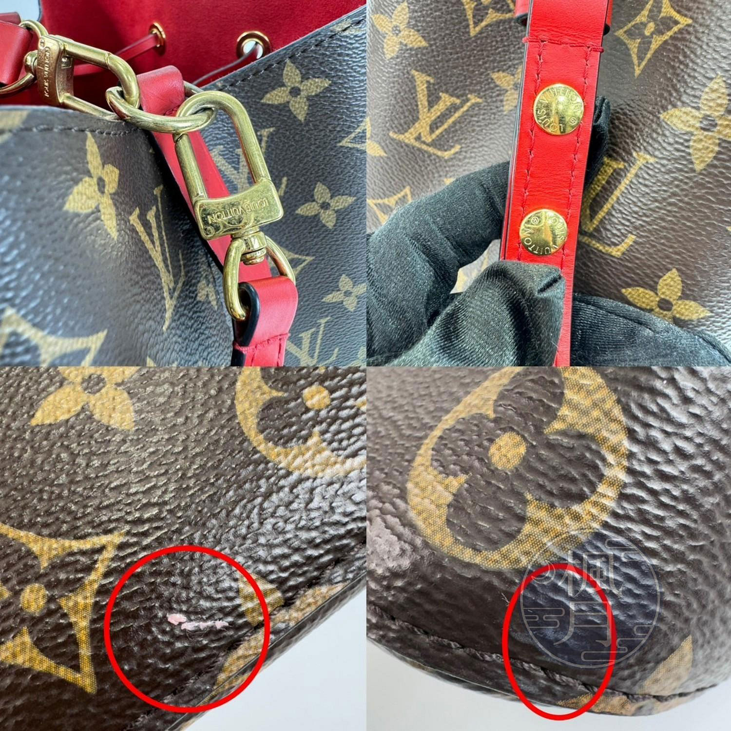 路易威登 LOUIS VUITTON NéoNoé 束口 水桶包 M43985 原花紅提把NEONOE 防塵袋