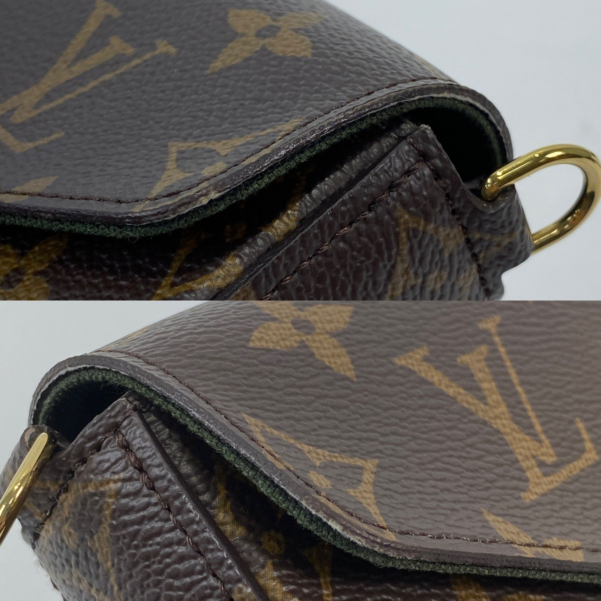 路易威登 LOUIS VUITTON Félicie Strap & Go 卡其綠 經典帆布 牛皮飾邊 提花 手拿 肩背包 M80091 晶片款  原廠盒子/防塵袋/背帶