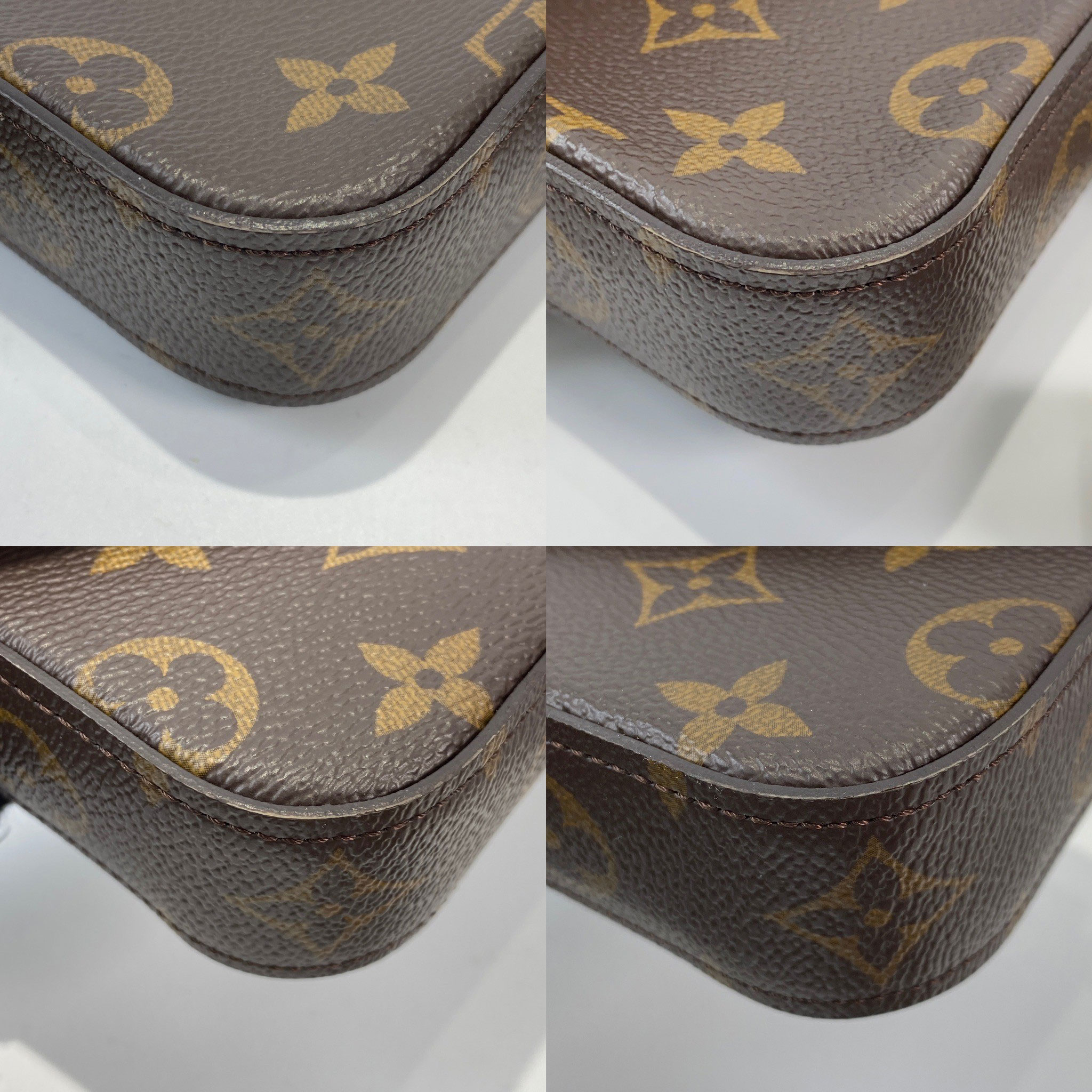 路易威登 LOUIS VUITTON Félicie Strap & Go 卡其綠 經典帆布 牛皮飾邊 提花 手拿 肩背包 M80091 晶片款  原廠盒子/防塵袋/背帶