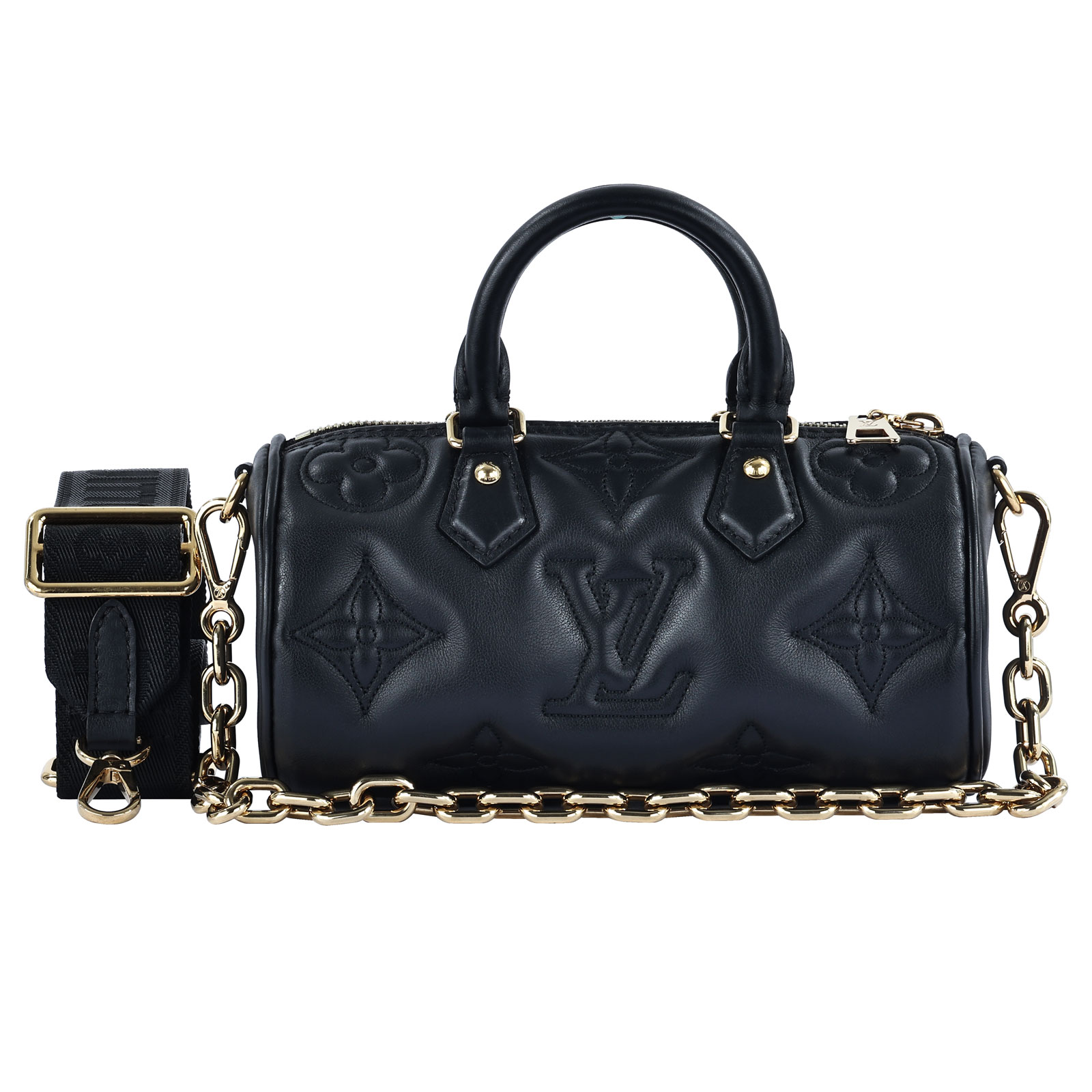 路易威登 LOUIS VUITTON Papillon BB 黑色 原花 圓筒手提包 M59800 晶片款 黑Papillon BB 原廠盒子/防塵袋/購買證明
