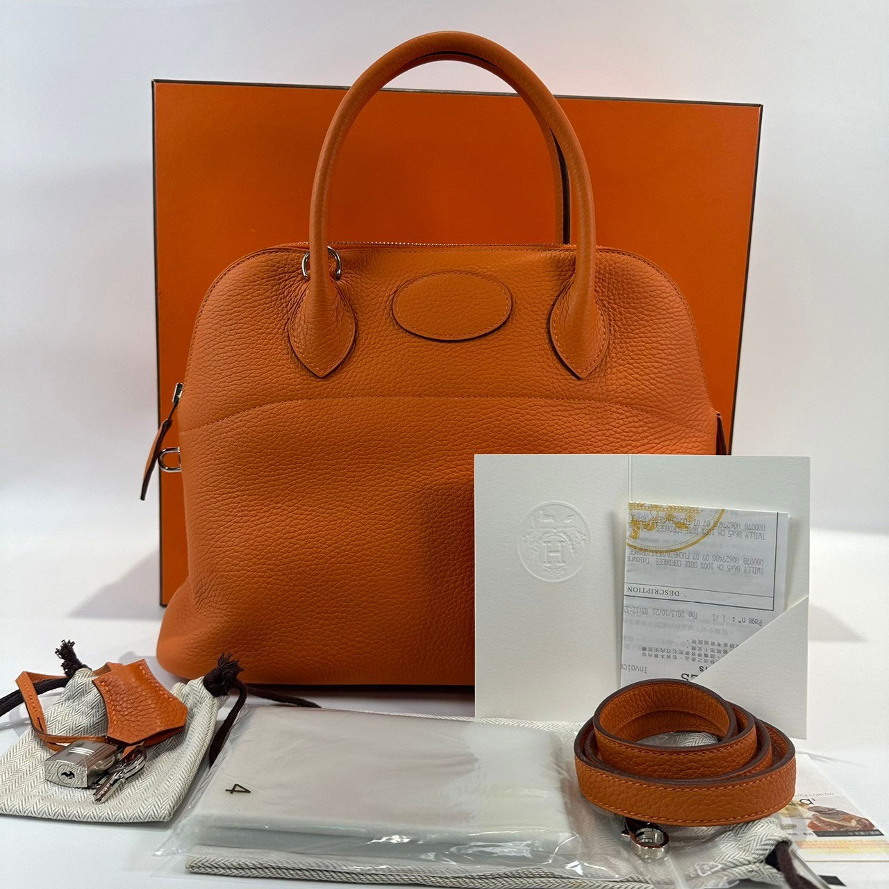 愛馬仕 Hermès Bolide Bag 柏莉包 31 BL31 口Q刻 93經典橘 BOLIDE31 原廠盒子/防塵袋/購買證明/鎖組
