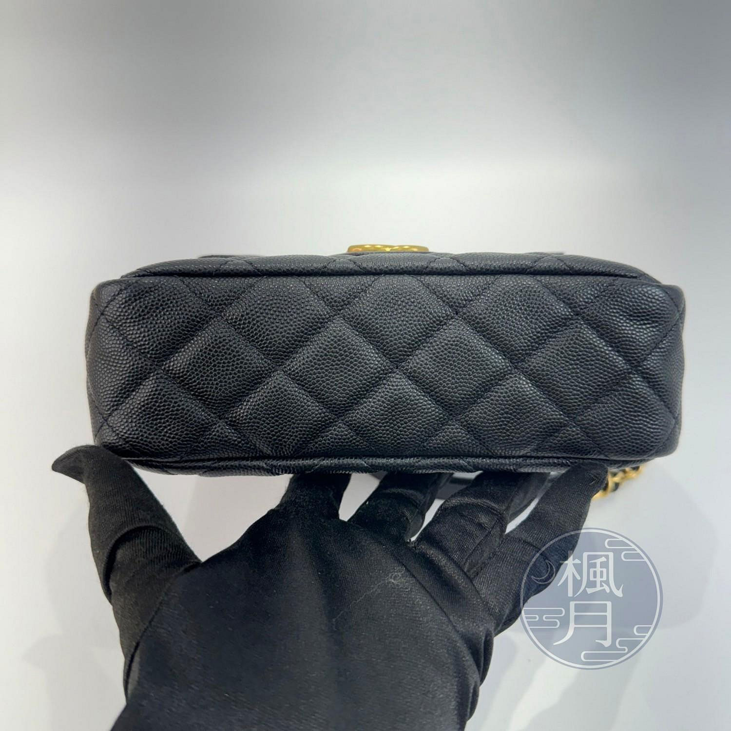 香奈兒 CHANEL 流浪包 Hobo Bag CC LOGO 亮面牛皮 斜背包 AS3710 晶片款 黑金荔枝HOBO天貓精靈