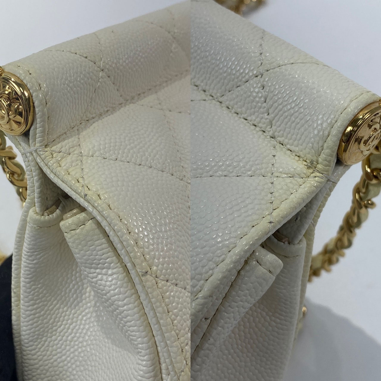 香奈兒 CHANEL Clutch with Chain 鍊帶 手拿包 AP3008 晶片款 白金荔枝口蓋鍊包