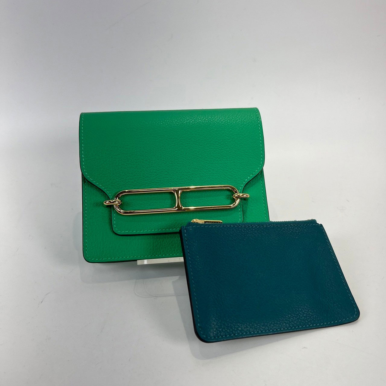 愛馬仕 Hermès Roulis Slim 豬鼻子 短夾 ROSLIM Z刻 綠ROULIS SLIM EVERCOLOR 原廠盒子/防塵袋/購買證明影本