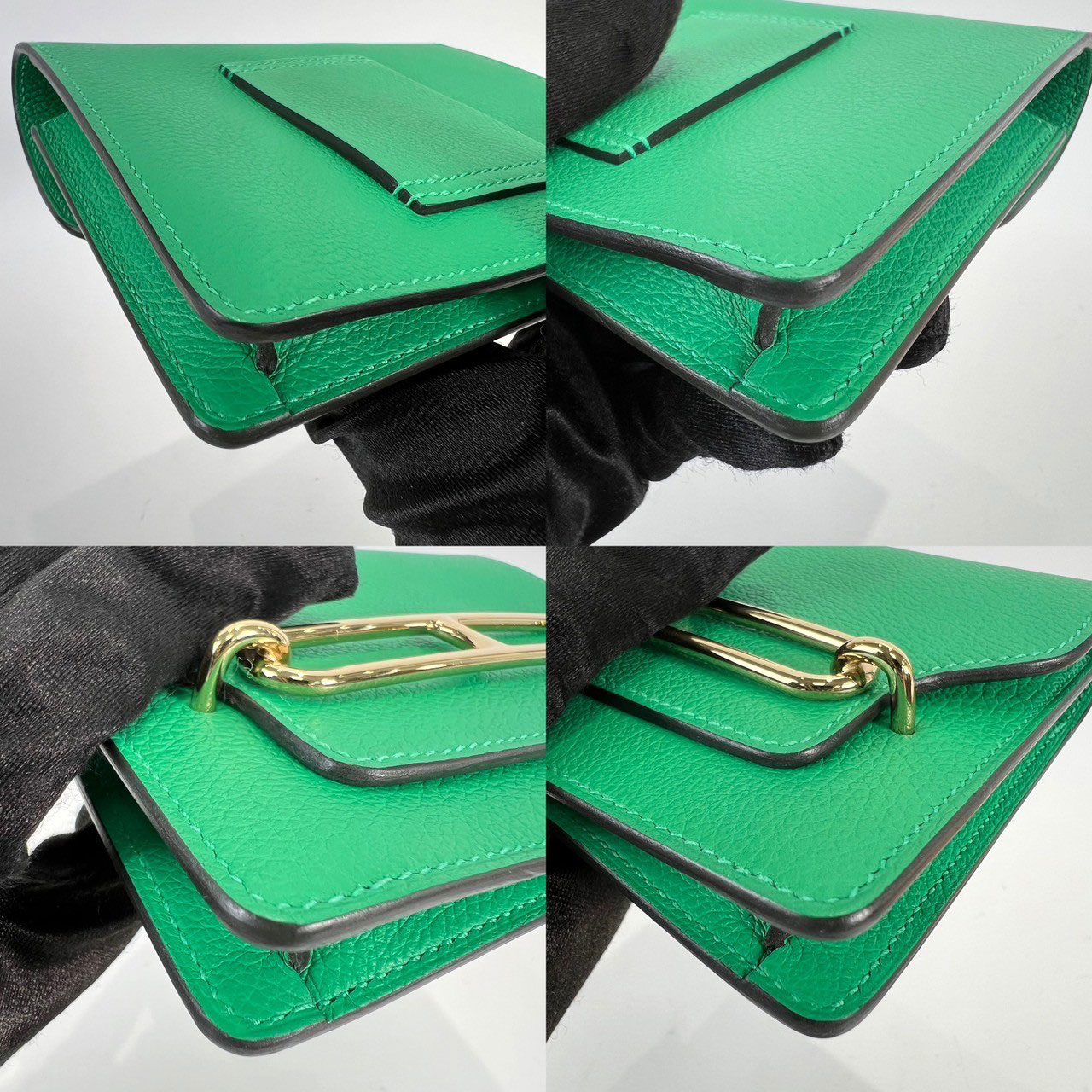 愛馬仕 Hermès Roulis Slim 豬鼻子 短夾 ROSLIM Z刻 綠ROULIS SLIM EVERCOLOR 原廠盒子/防塵袋/購買證明影本