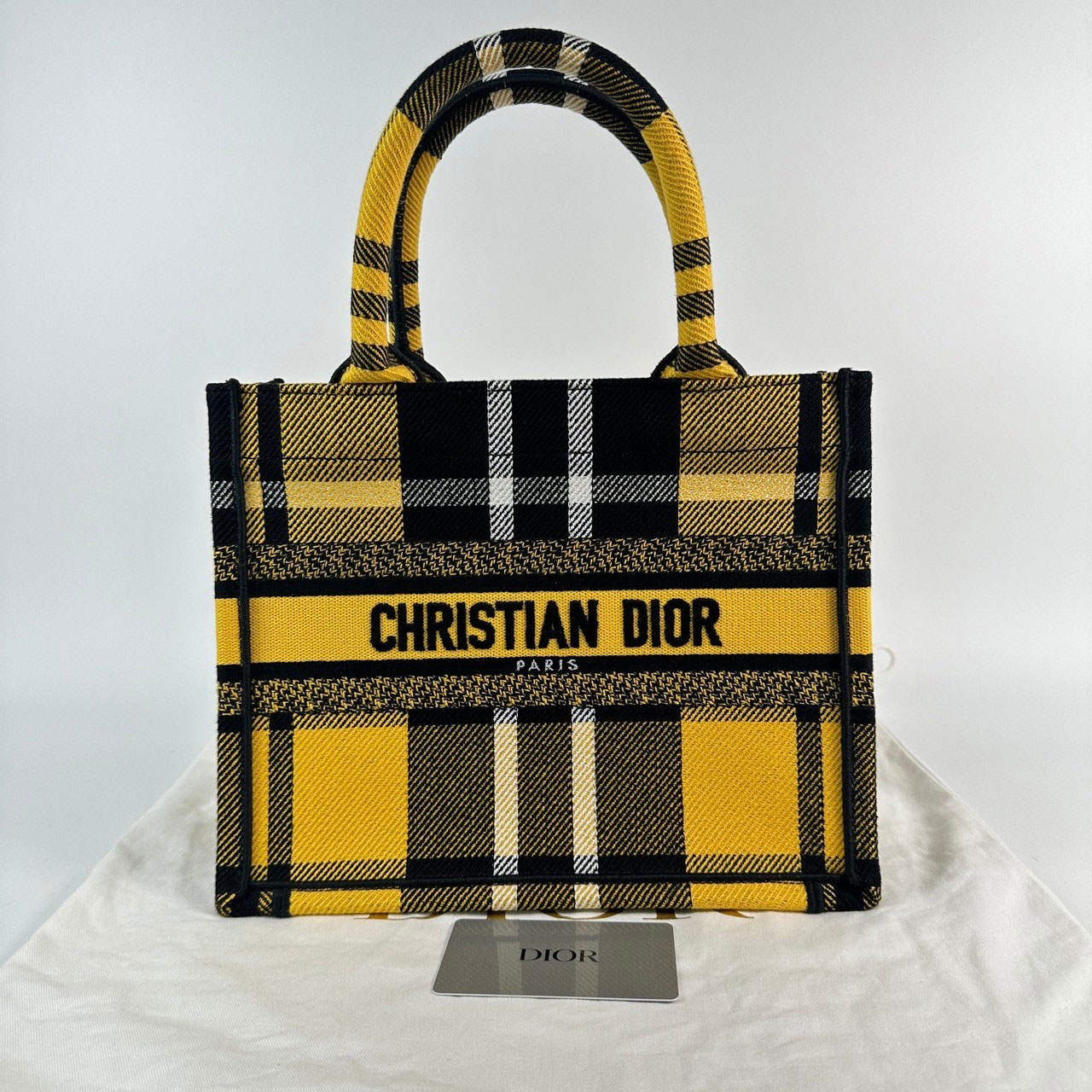 迪奧 CHRISTIAN DIOR Book Tote 小型 托特包 黃格紋  黃格紋BOOK TOTE 小號 防塵袋/保證卡