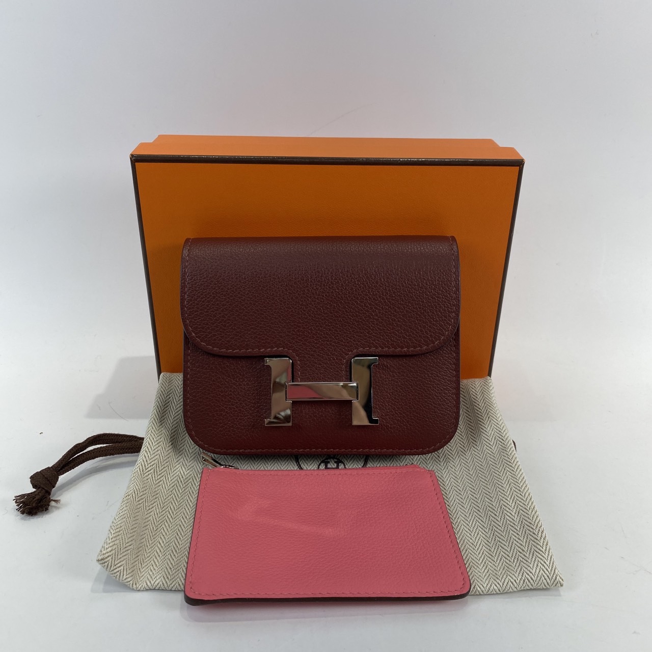 愛馬仕 Hermès Constance Bag Epsom 康康包 短夾 Slim  CNSLIM B刻 紅CONSTANCE SLIM 原廠盒子/防塵袋