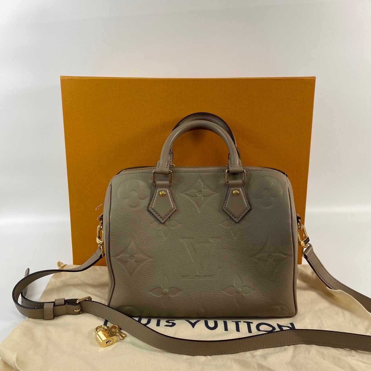 路易威登 LOUIS VUITTON Speedy Bandoulière  25 米色 手提 斜背 波士頓包 M59273  原廠盒子/防塵袋/鎖組