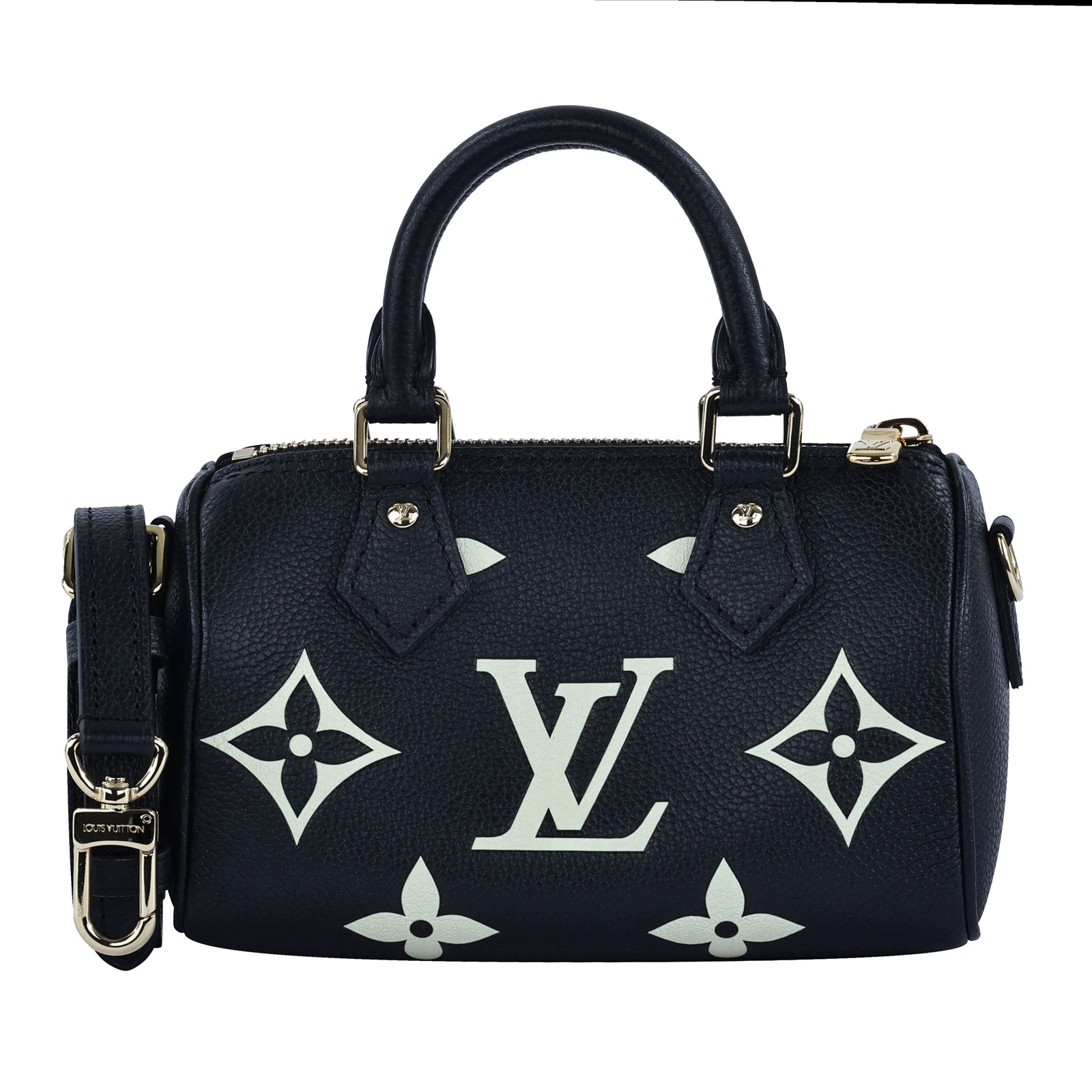 路易威登 LOUIS VUITTON Nano Speedy 雙色 手提 肩背包 M81456 晶片款 黑白牛皮Nano Speedy 原廠盒子/防塵袋/背帶