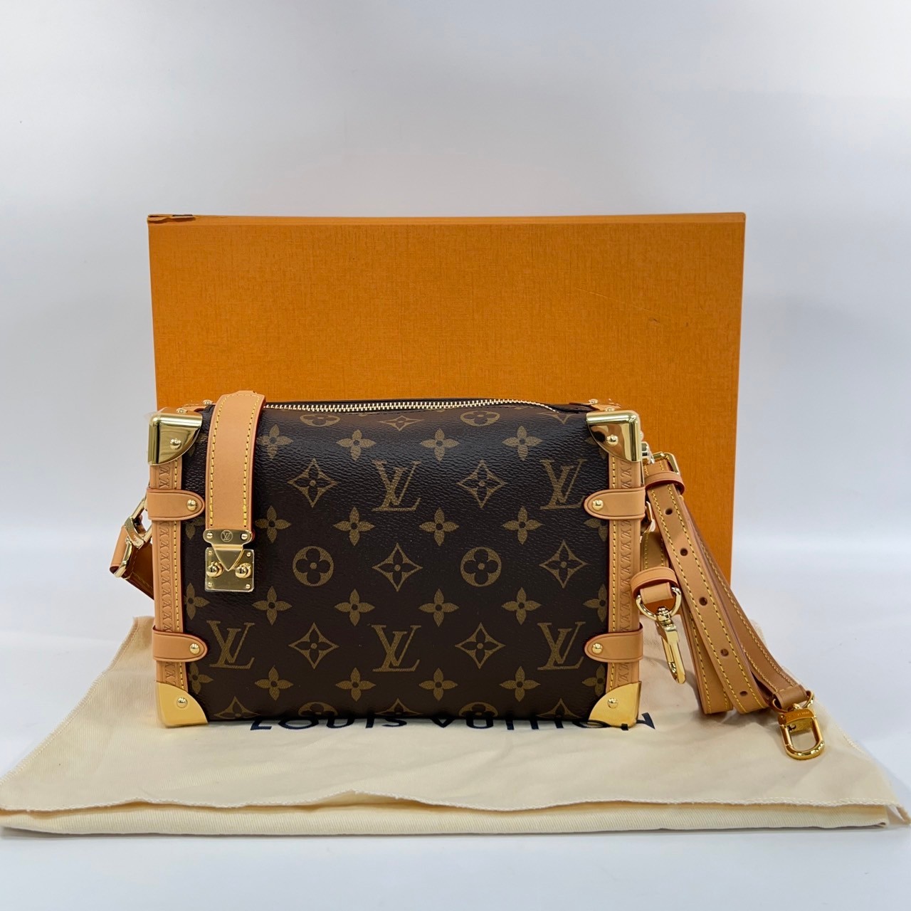 路易威登 LOUIS VUITTON Side Trunk MM 老花 手提 肩背 箱包 M46358 晶片款 原花SIDE TRUNK MM 原廠盒子/防塵袋