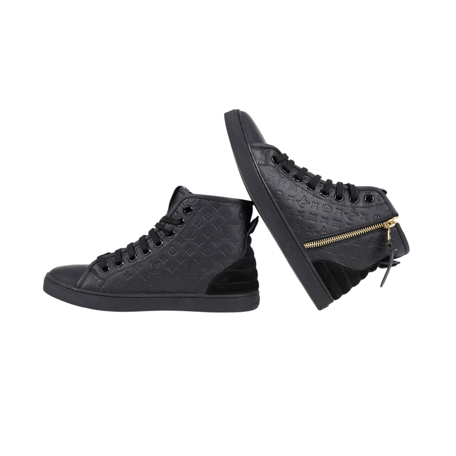 路易威登 LOUIS VUITTON Punchy 高筒球鞋  黑原花高筒鞋 原廠盒子/防塵袋/鞋帶