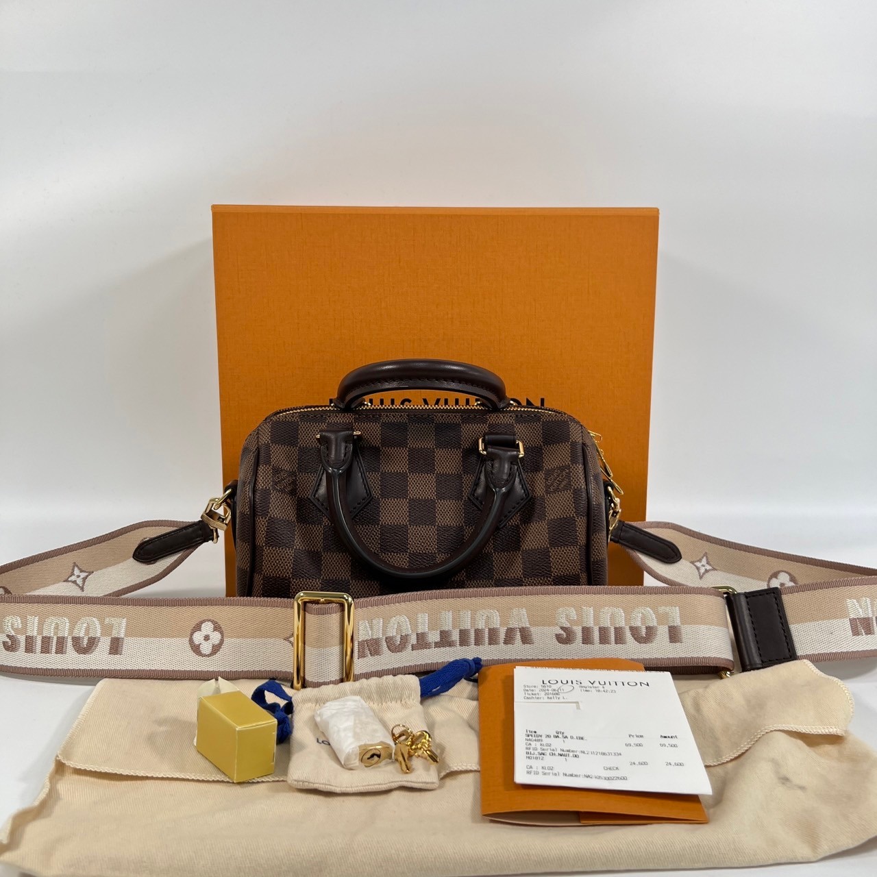 路易威登 LOUIS VUITTON Speedy Bandoulière 20 棕棋盤 手提 斜背 波士頓包 N40489 晶片款  原廠盒子/防塵袋/購買證明/鎖組