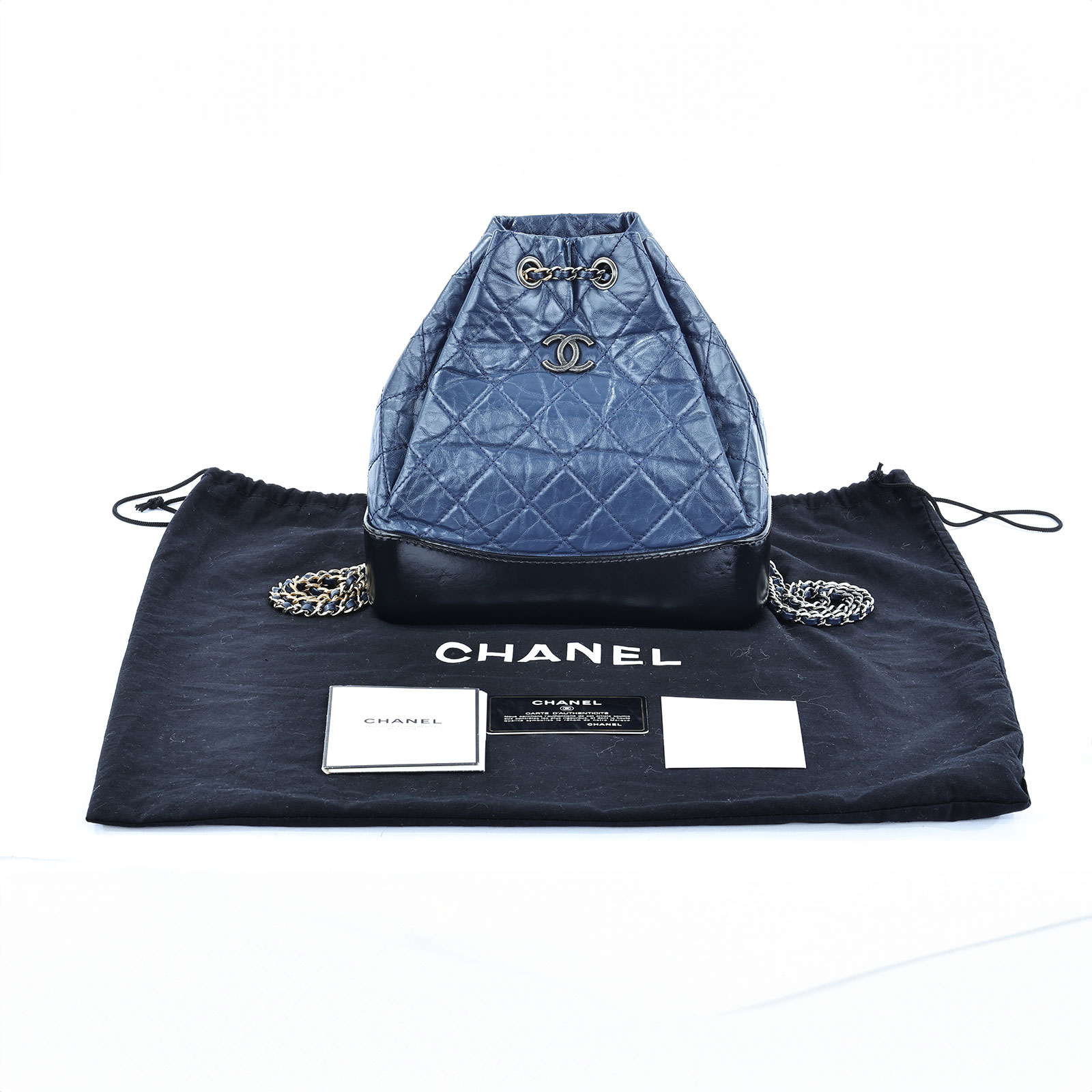 香奈兒 CHANEL 流浪包 小型 後背包  24開藍流浪後背包 防塵袋/保證卡