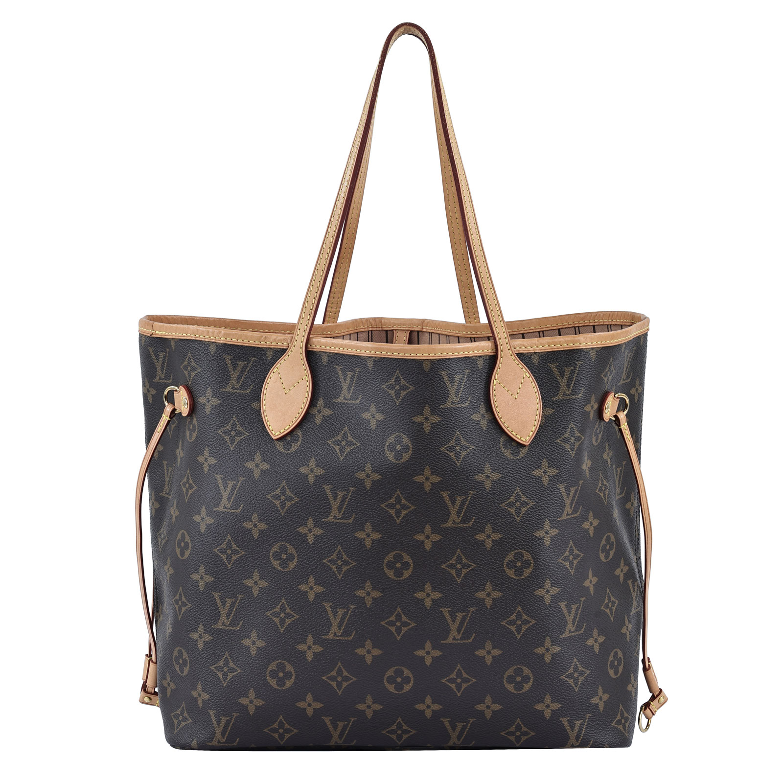 路易威登 LOUIS VUITTON Neverfull MM  經典帆布 肩背 購物袋 紅玫米黃雙色內襯 M46975 晶片款 原花NEVERFULL 防塵袋