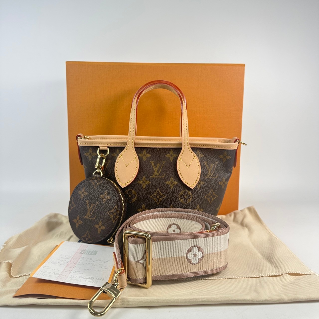 路易威登 LOUIS VUITTON Neverfull BB 單肩包 托特包 M46705 晶片款 原花NEVERFULL BB 原廠盒子/DUST/背帶