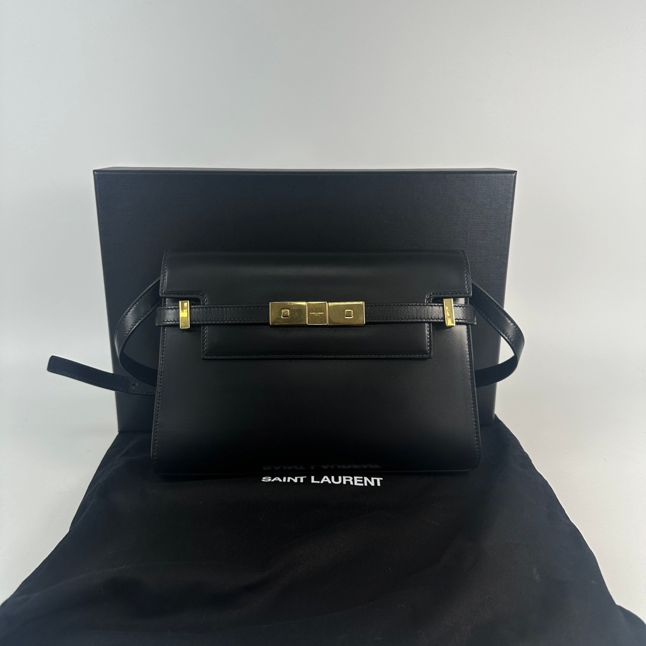 聖羅蘭 YSL SAINT LAURENT Manhattan 小型 肩背包 6756260SX0W 黑金MANHATTAN小號 原廠盒子/防塵袋