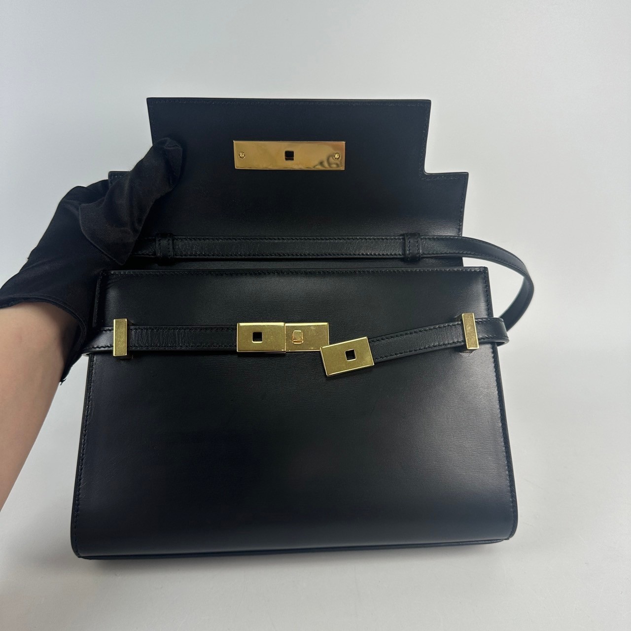 聖羅蘭 YSL SAINT LAURENT Manhattan 小型 肩背包 6756260SX0W 黑金MANHATTAN小號 原廠盒子/防塵袋