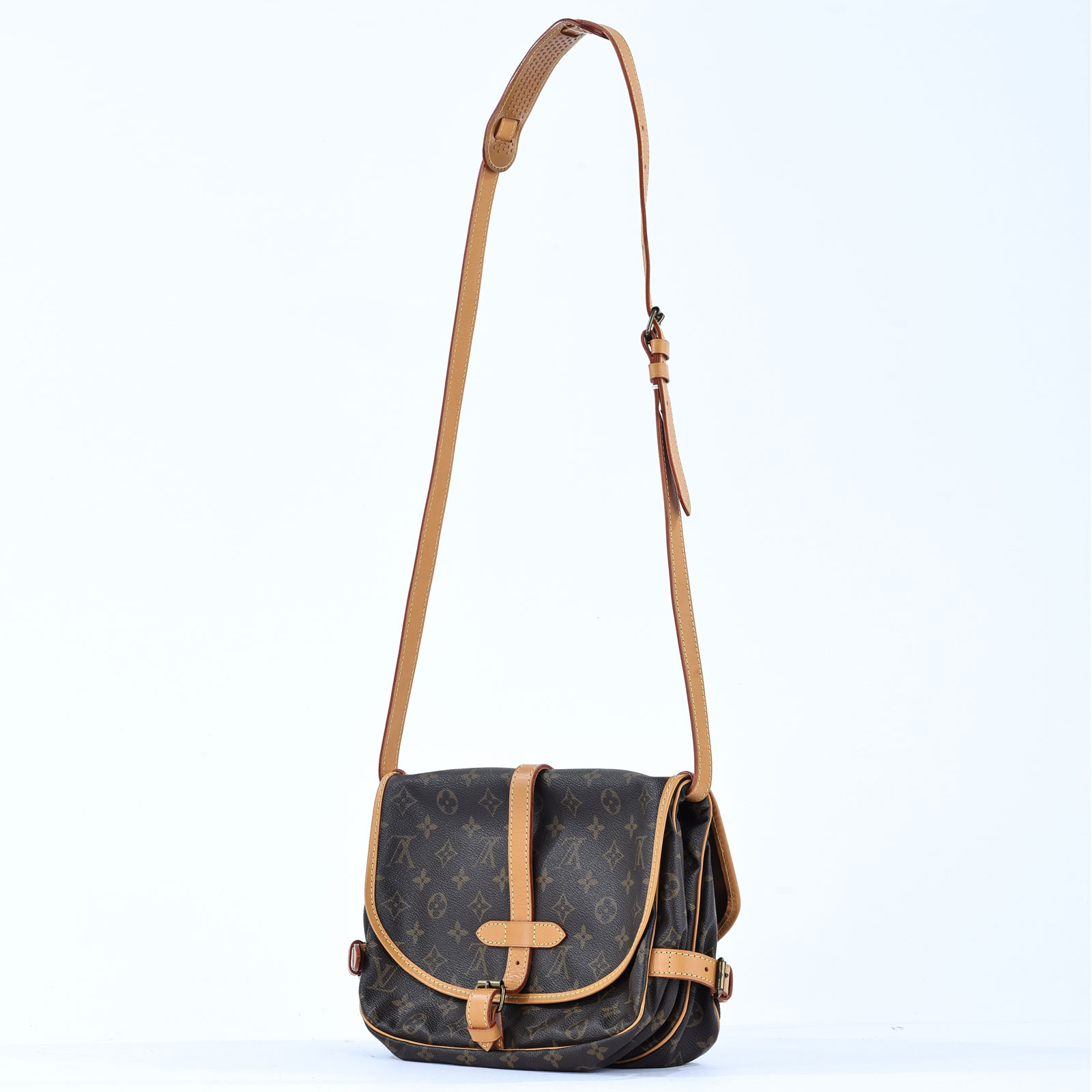 路易威登 LOUIS VUITTON Saumur MM 經典帆布 馬鞍包 M40710 原花雙子星SAUMUR肩背包
