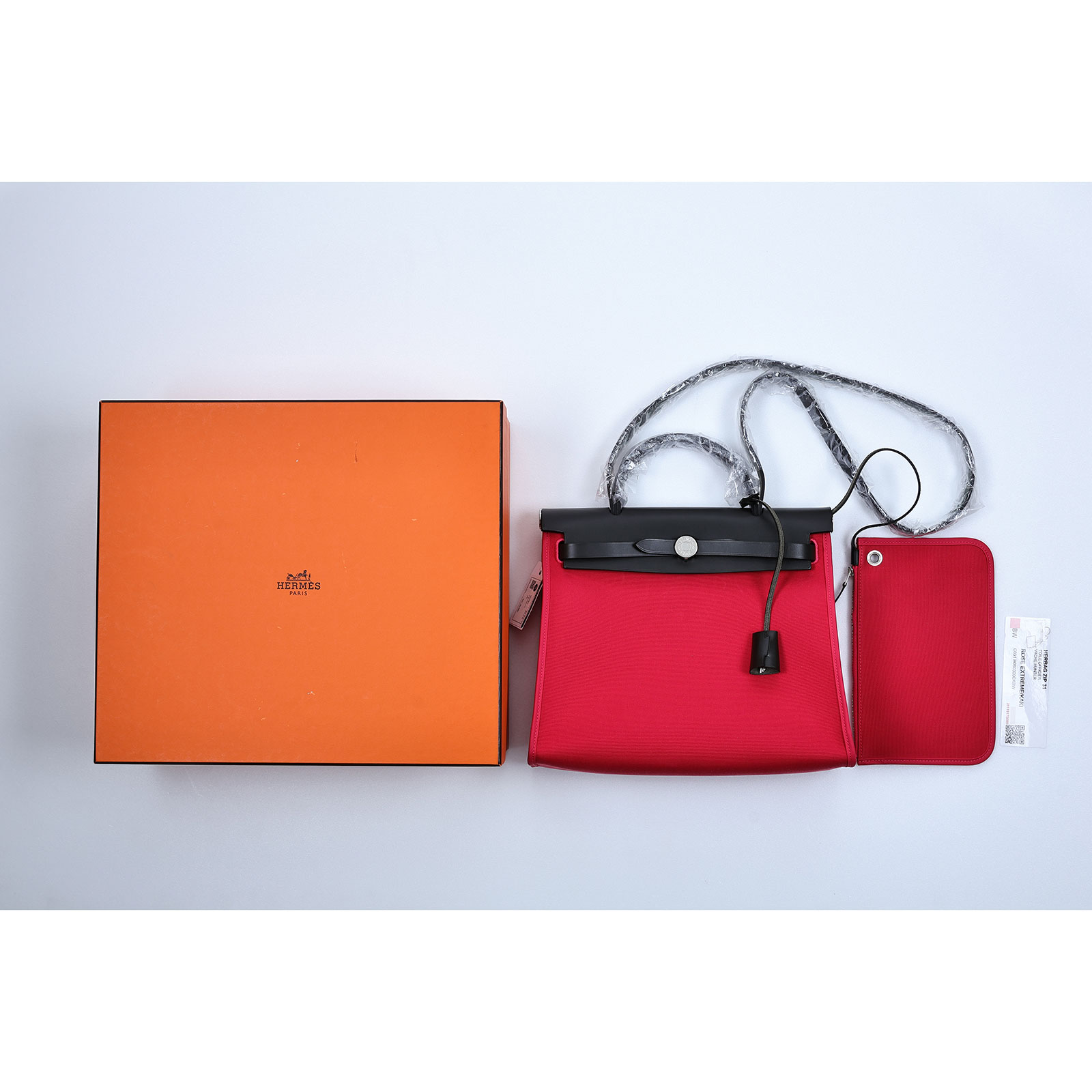 愛馬仕 Hermès Herbag Zip 31 HER31 A刻 紅黑HERBAG31 原廠盒子/內袋/鎖組