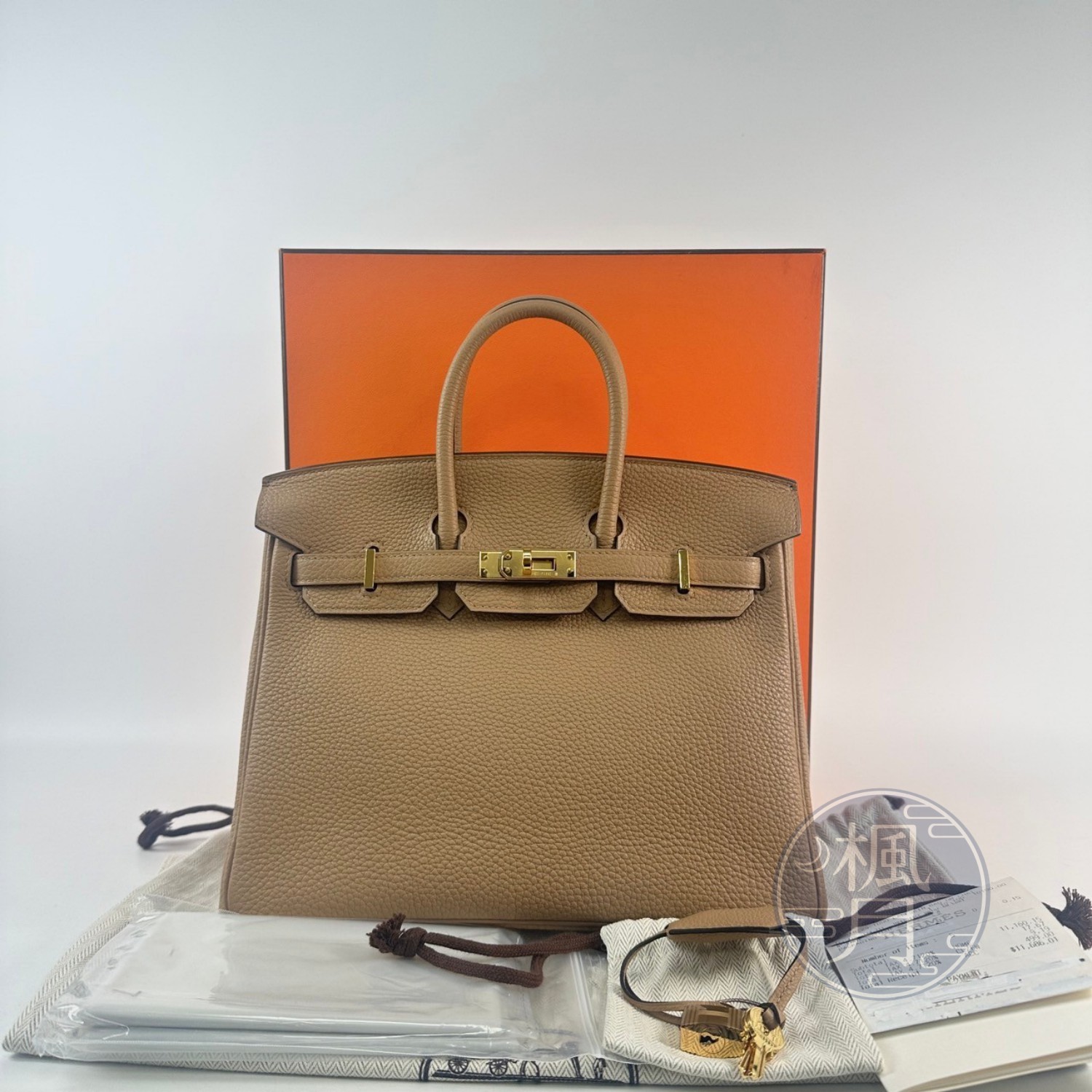 愛馬仕 Hermès Birkin Bag 柏金包 25 BK25 H041344/U刻 奶茶色BIRKIN25 0M 原廠盒子/防塵袋/鎖組